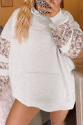Women's light grey hoodie with camo patchwork
