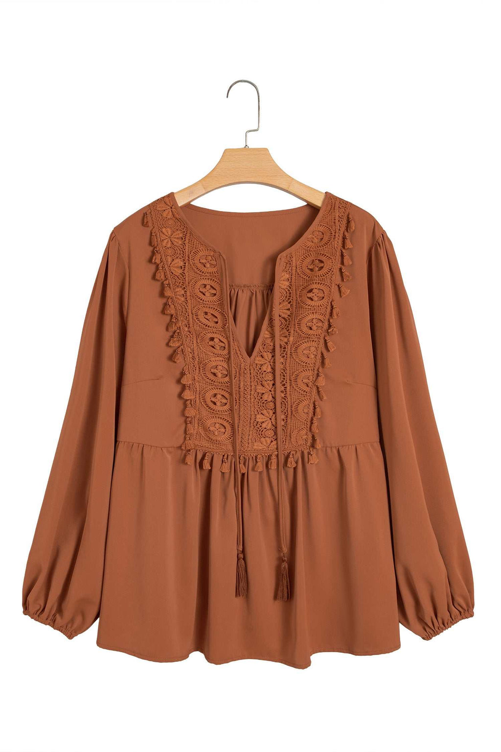 Chestnut boho plus size blouse, view 14