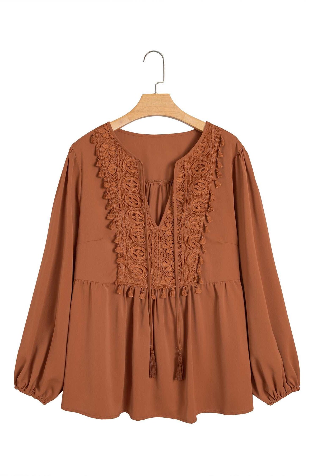 Chestnut boho plus size blouse, view 14