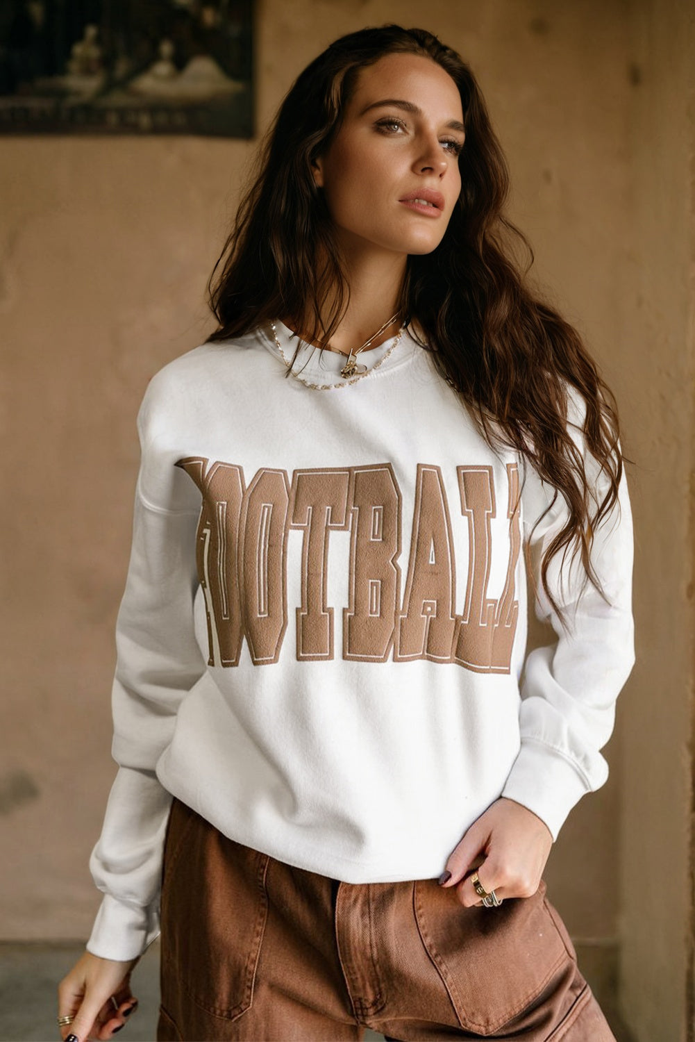 White 3D football sweatshirt, alternate view