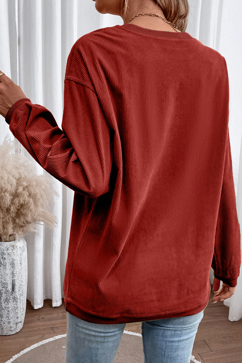 Smoke gray corduroy sweatshirt, view 37
