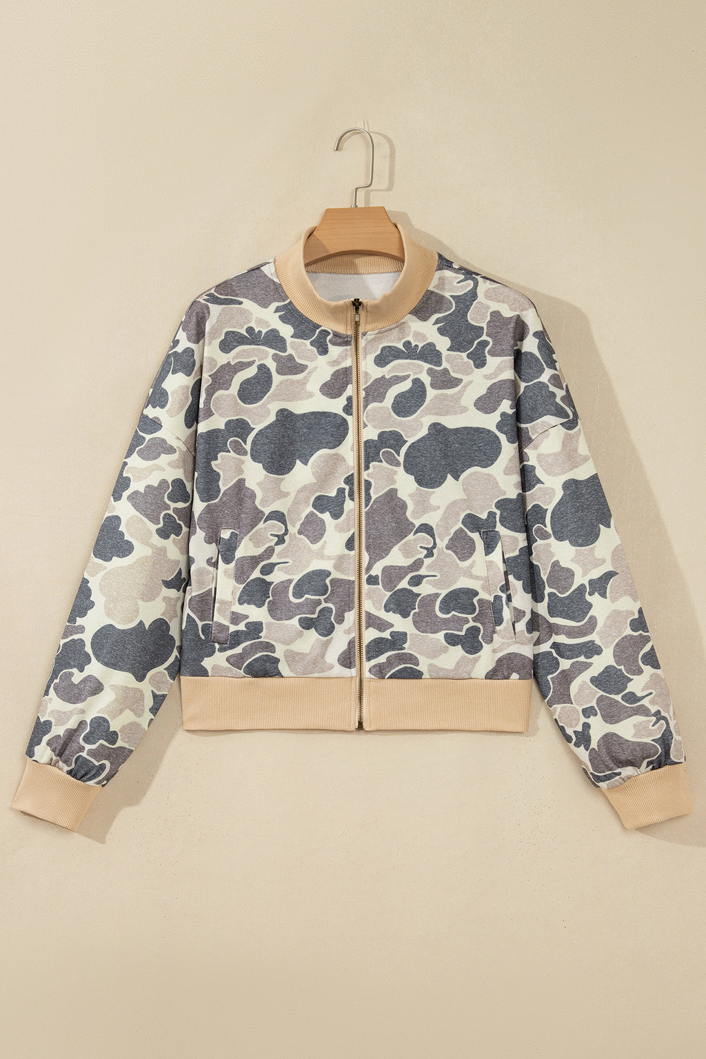 Camo zip bomber sweatshirt, view 6