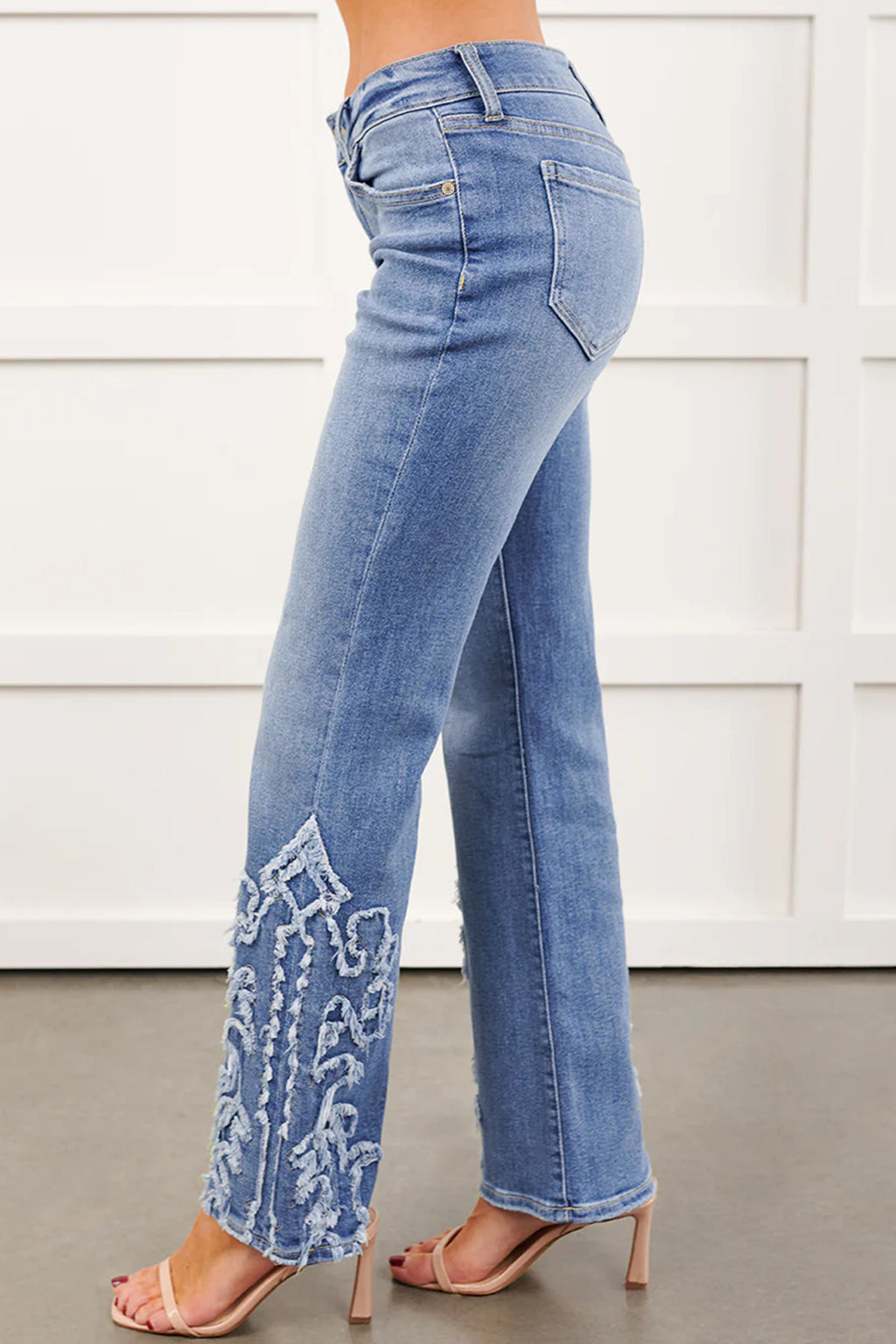 Ashleigh Blue Embroidered Western Print Flare Leg Full Length Jeans Dear-Lover Dropshipping