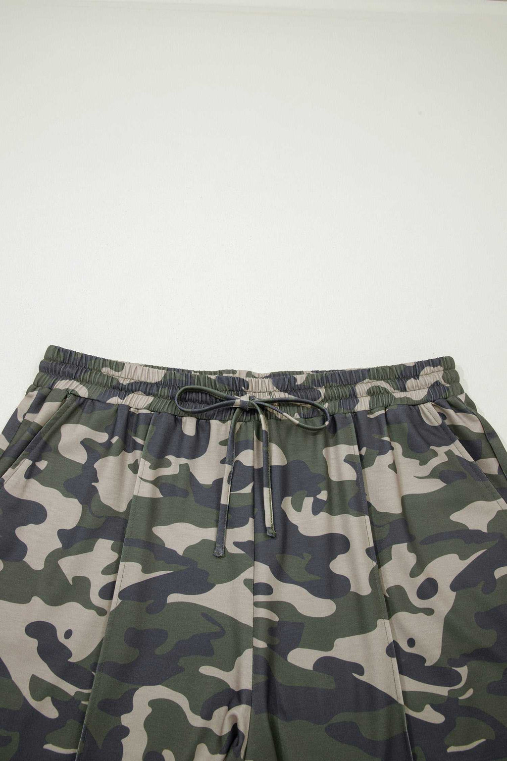 Green camo plus size shorts, view 8