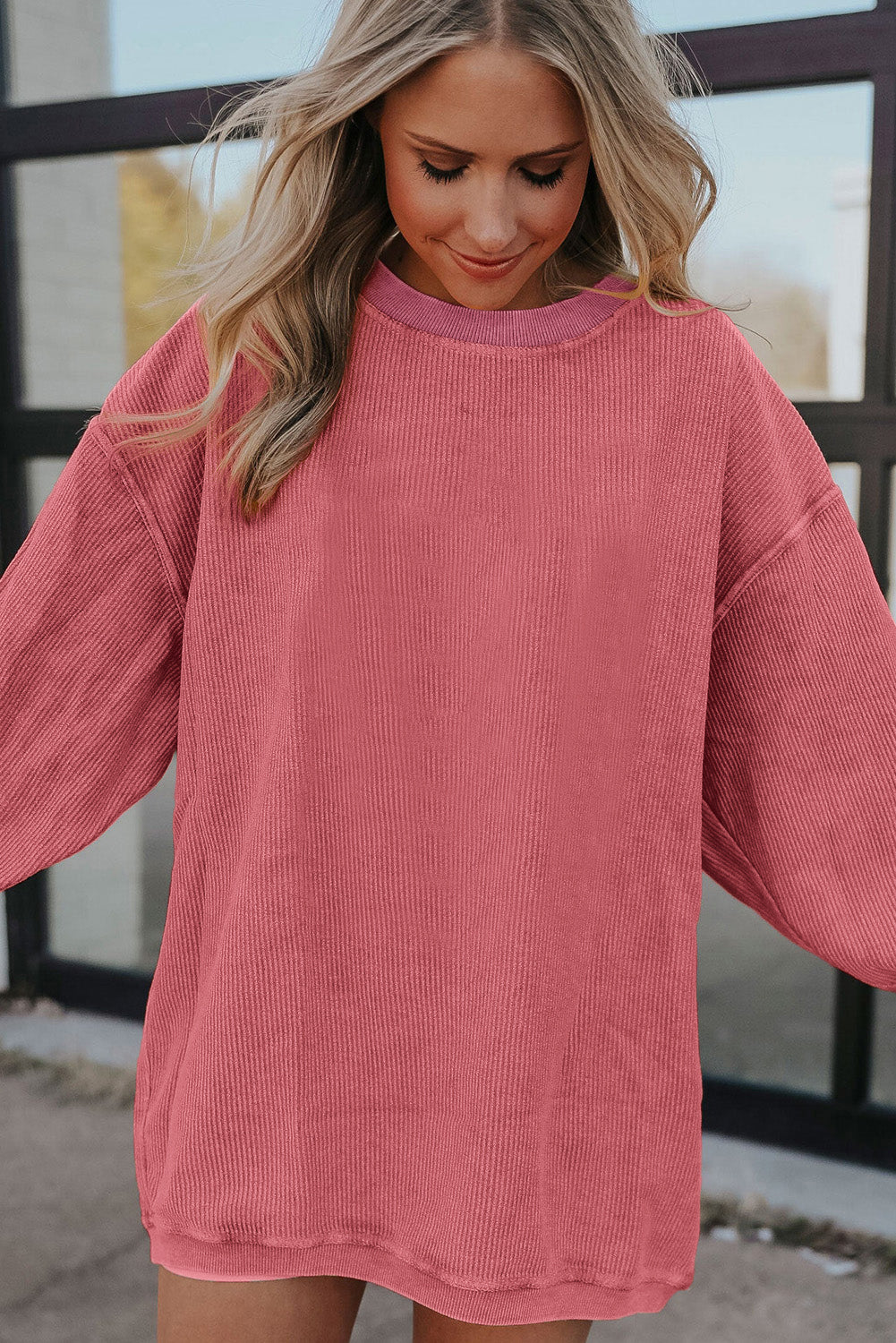 Smoke gray corduroy sweatshirt, view 32