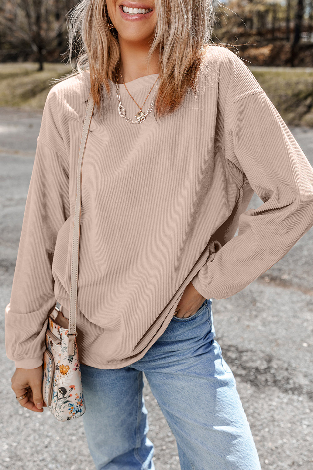 Smoke gray corduroy sweatshirt, view 22