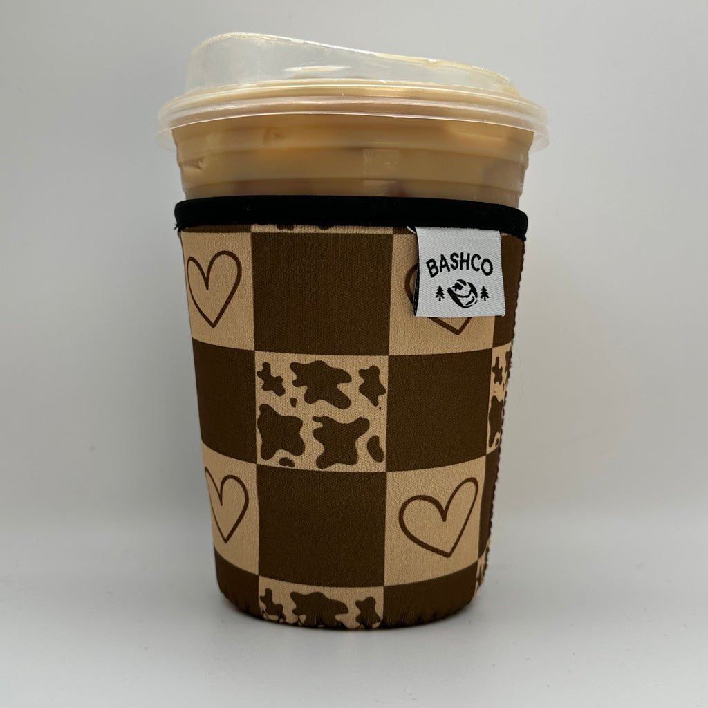 Cow Hearts Checkered Coffee Sleeve BashDesignsCo