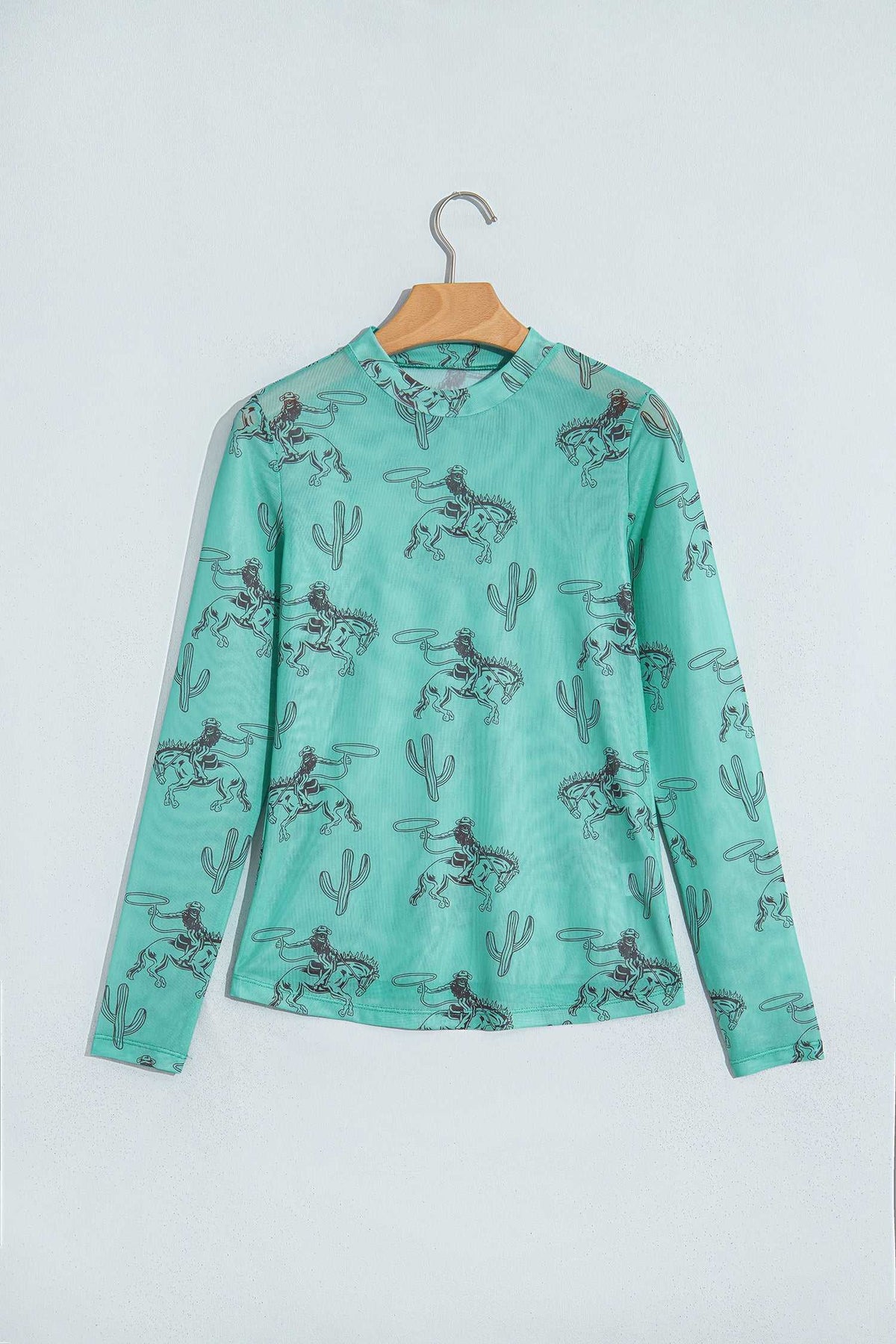 Aruba blue western mesh top, view 4