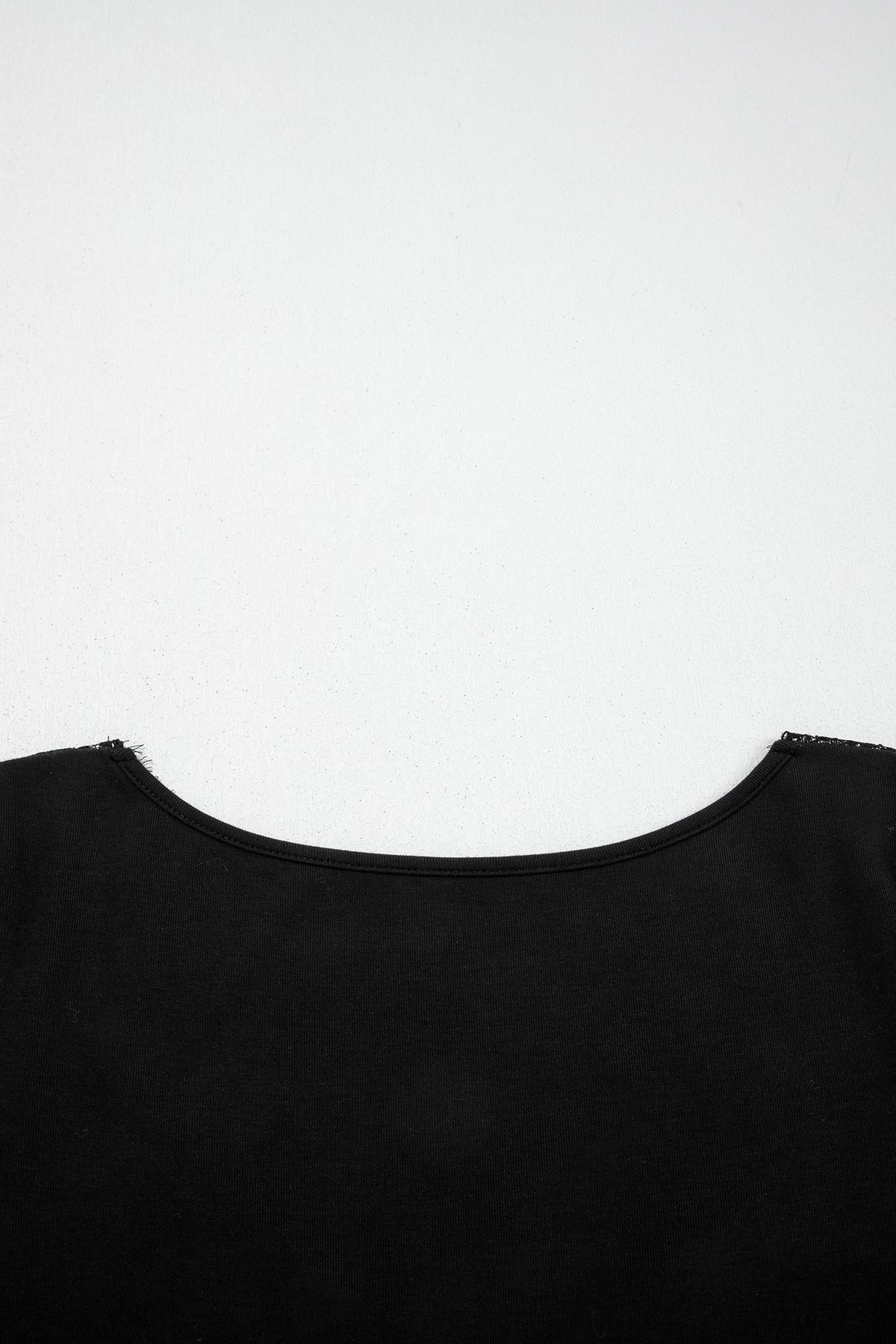 Black Lace Trim Elegant Neckline Long Sleeve Slim Top Dear-Lover Dropshipping
