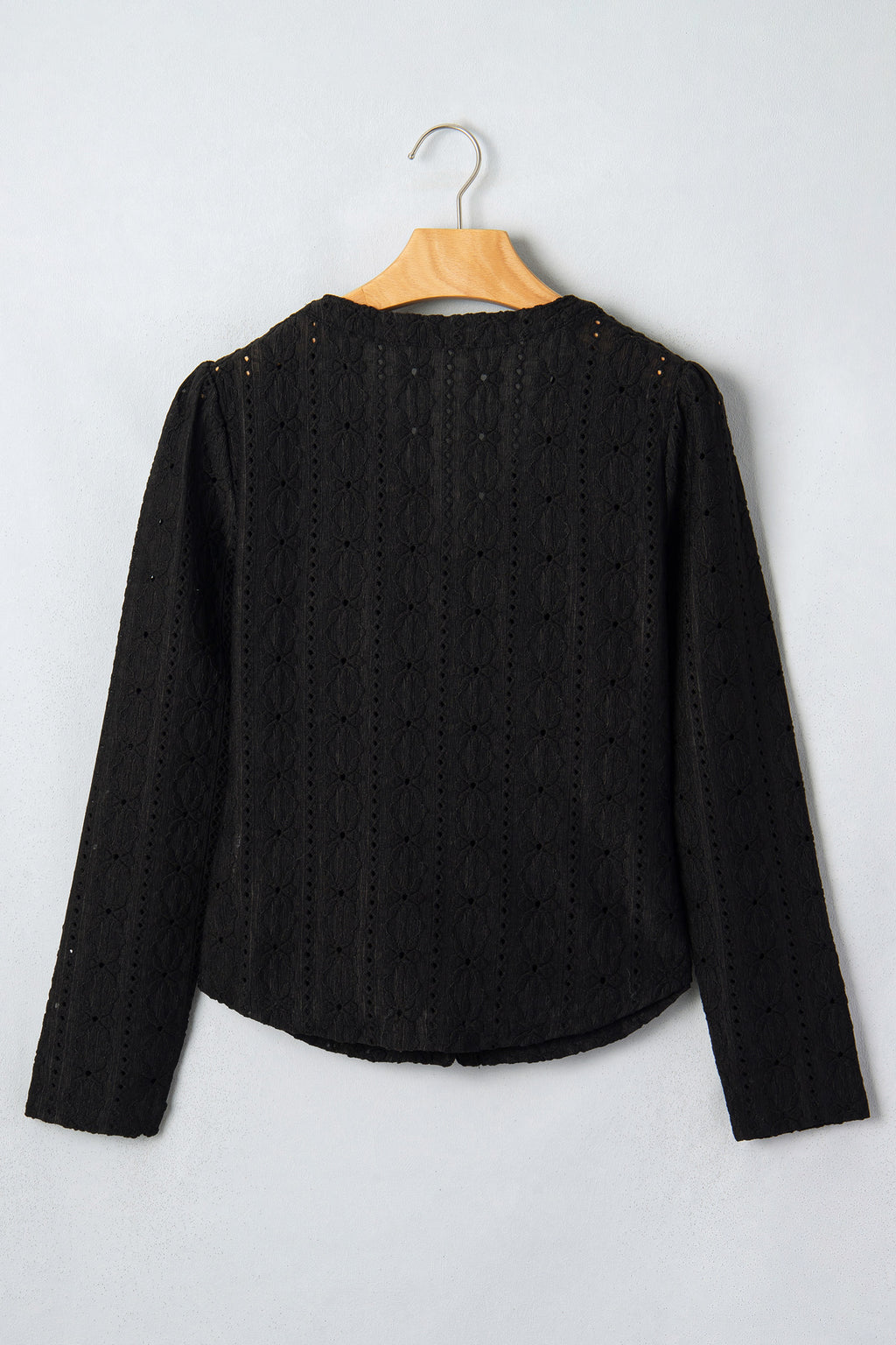 Black floral knit blouse, view 6