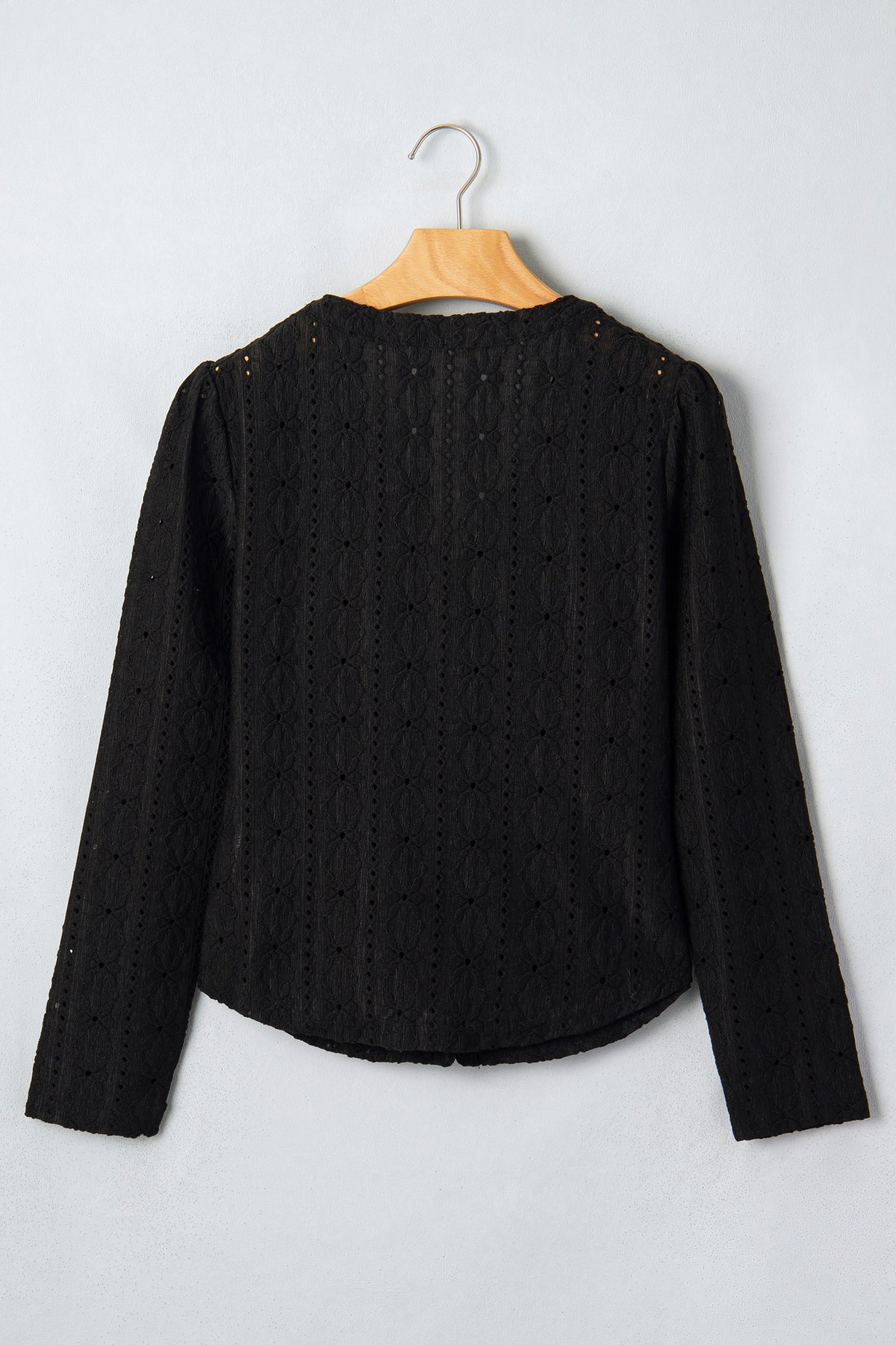 Black floral knit blouse, view 6