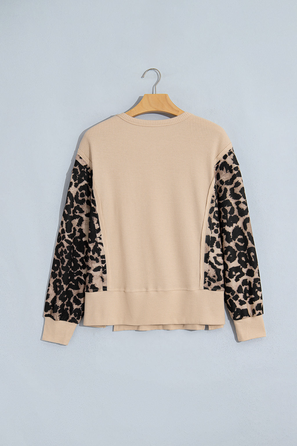 Gray leopard sleeve top, view 5