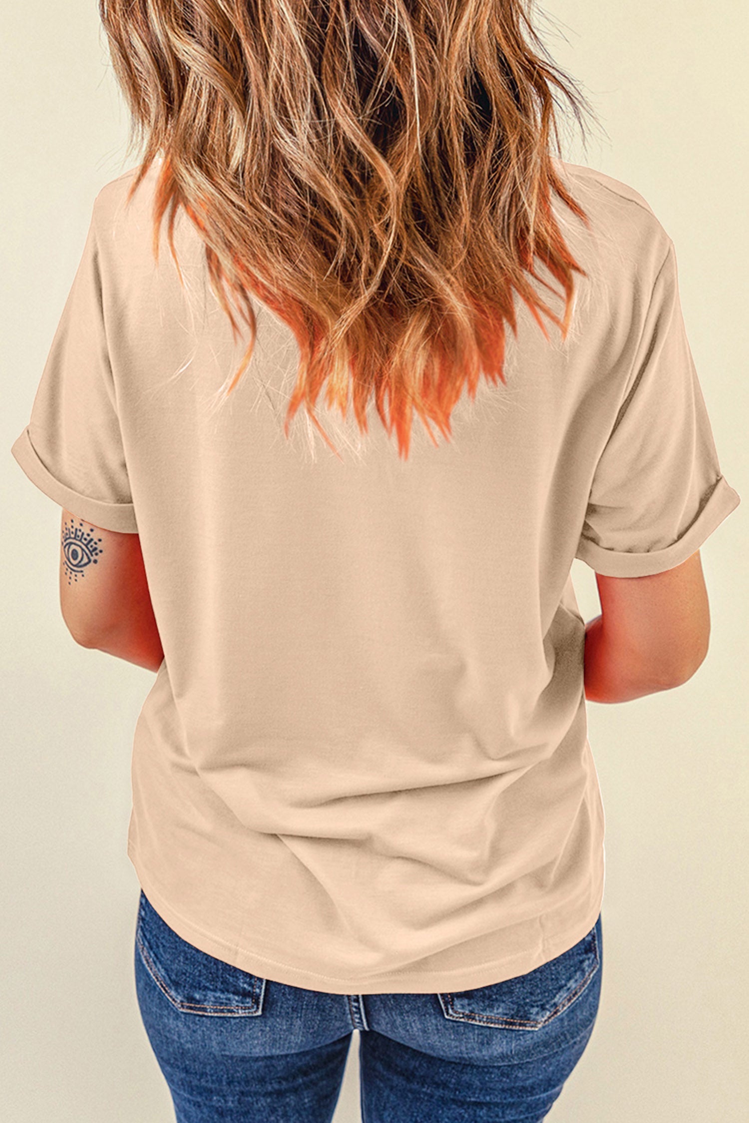 Khaki Darlin Camo Letter Print Crewneck T Shirt