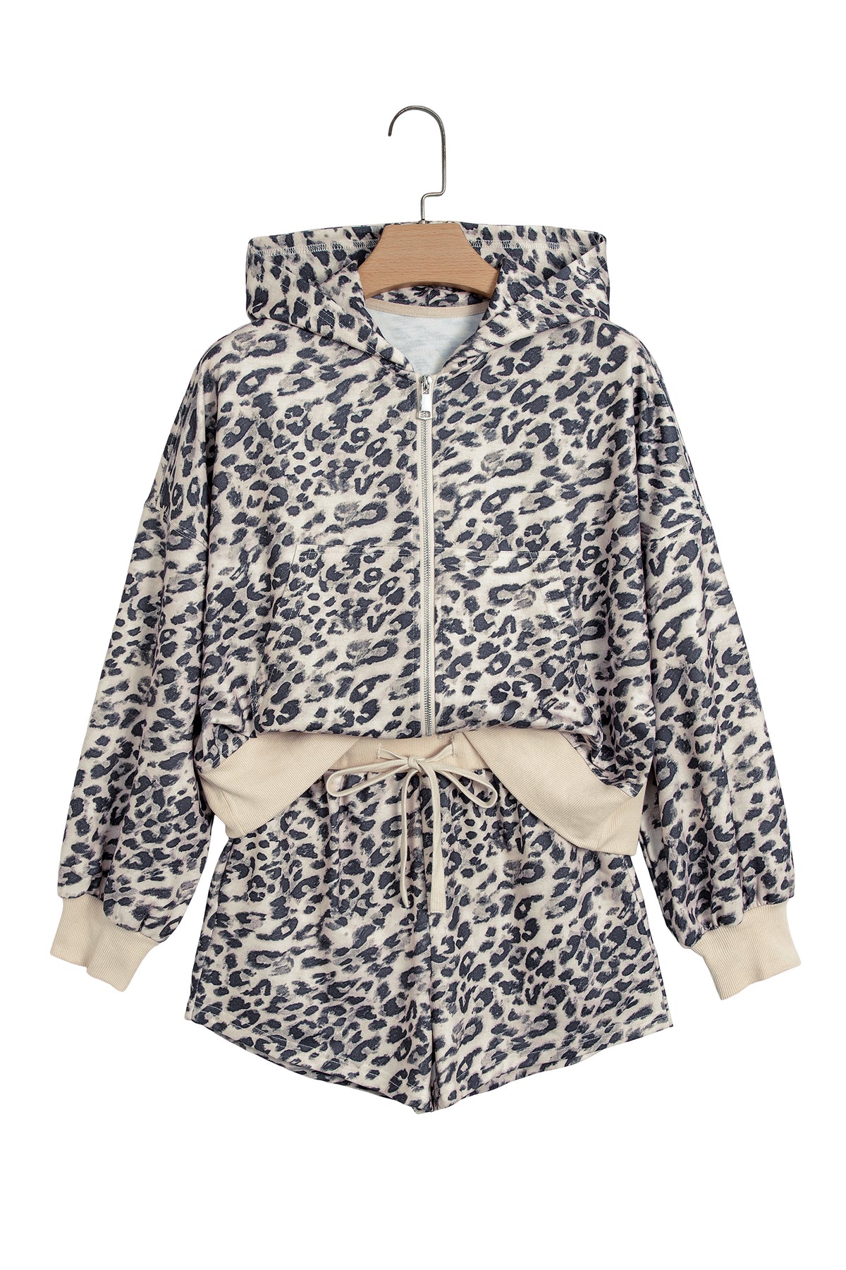 Leopard zip-up hoodie pant set, view 17