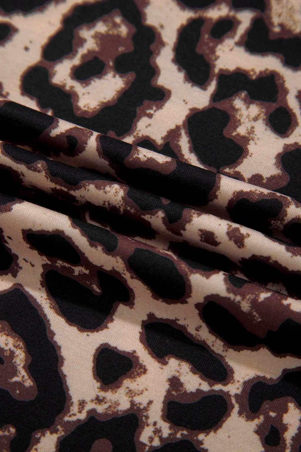Khaki leopard high neck top, view 11