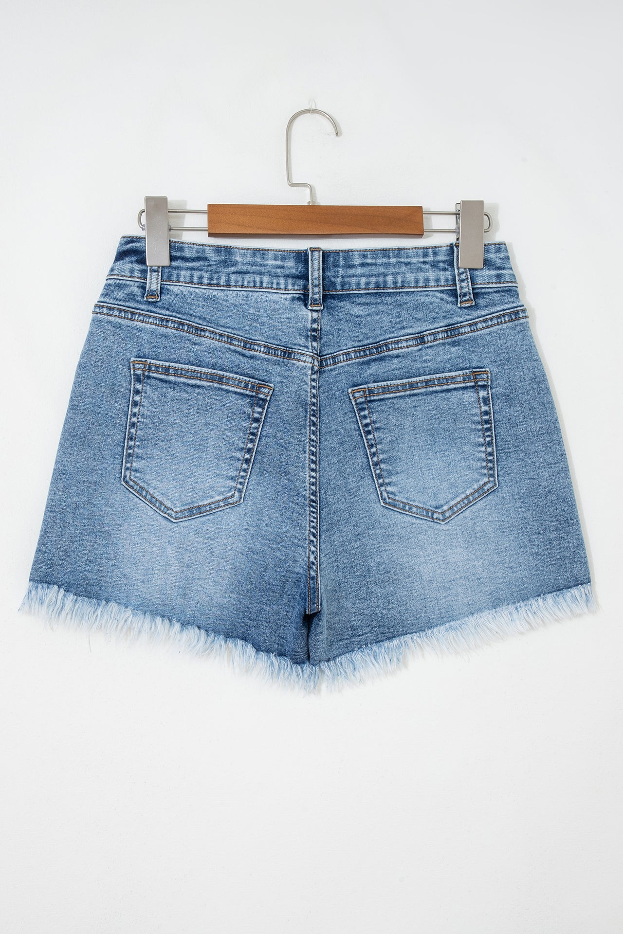 Dusk Blue Western Embroidery Stud Denim Shorts Summer Daily Wear