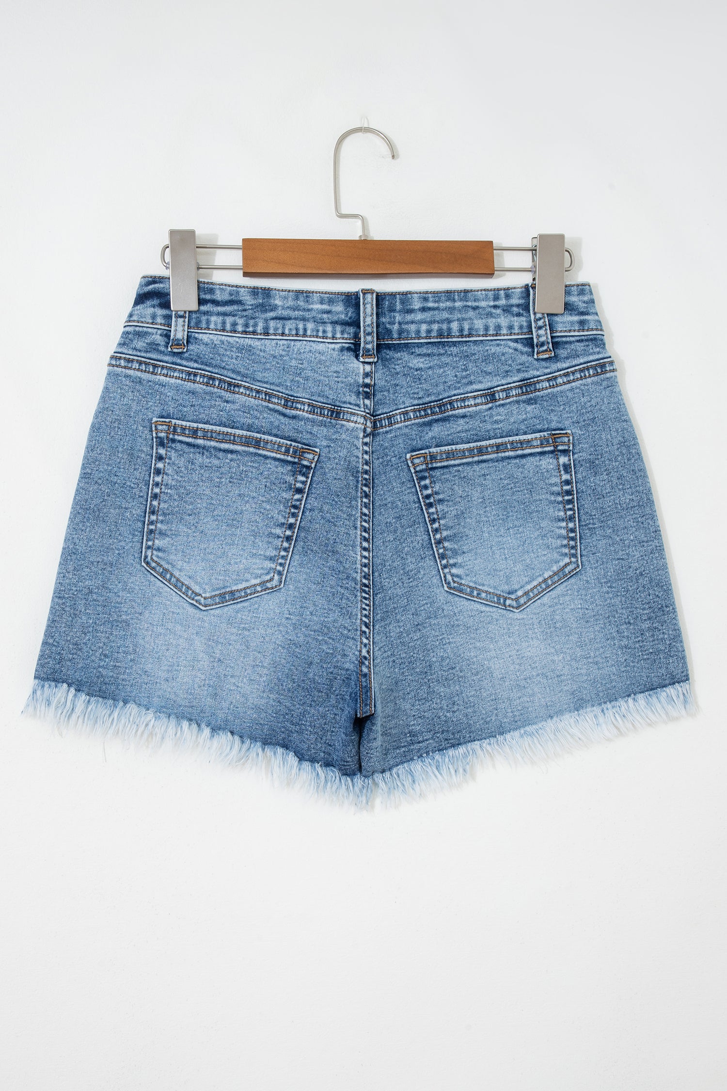 Dusk Blue Western Embroidery Stud Denim Shorts Summer Daily Wear