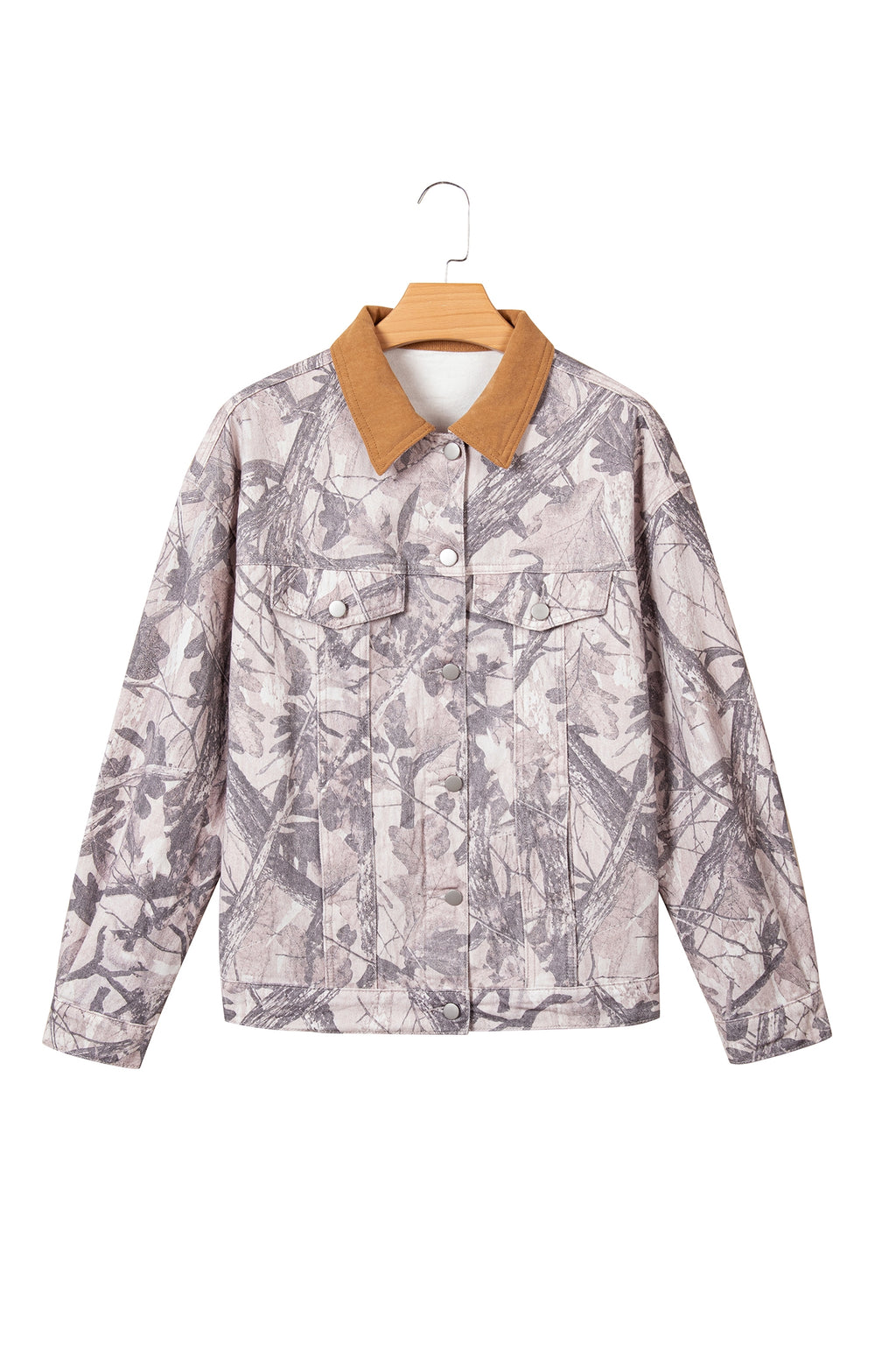 Gray camo denim jacket, view 15