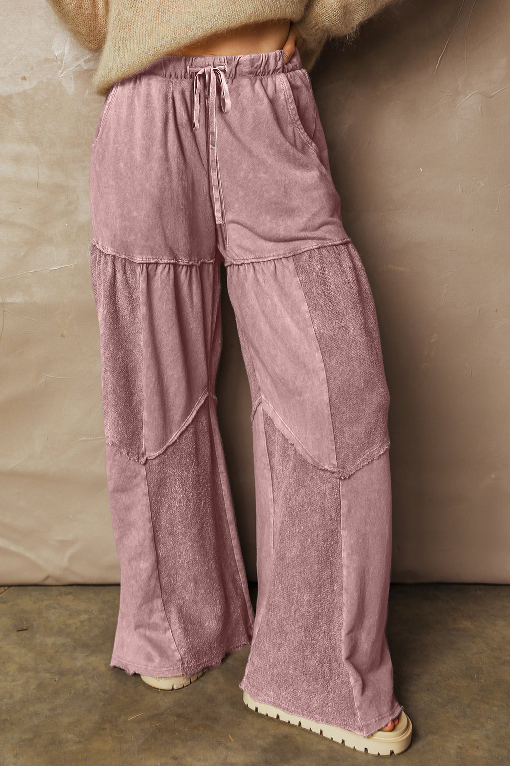 Black tiered wide leg pants, view 15