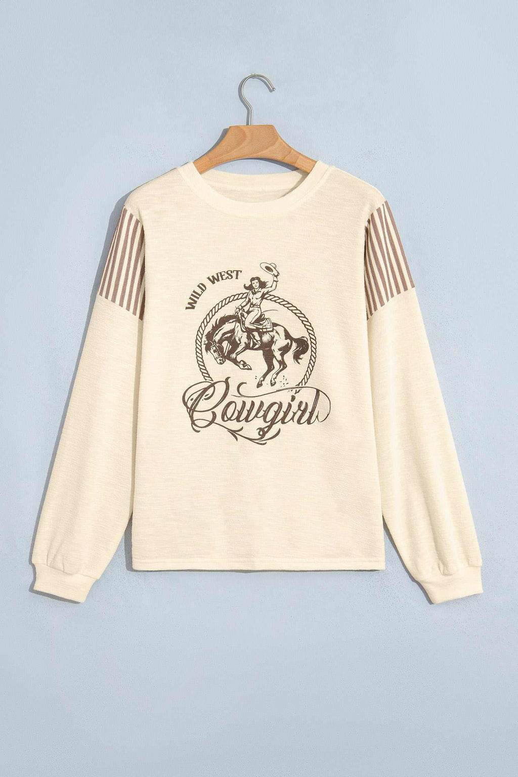 Western print striped top, view 4
