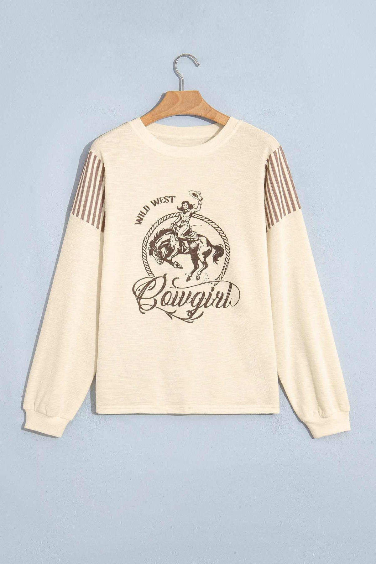 Western print striped top, view 4