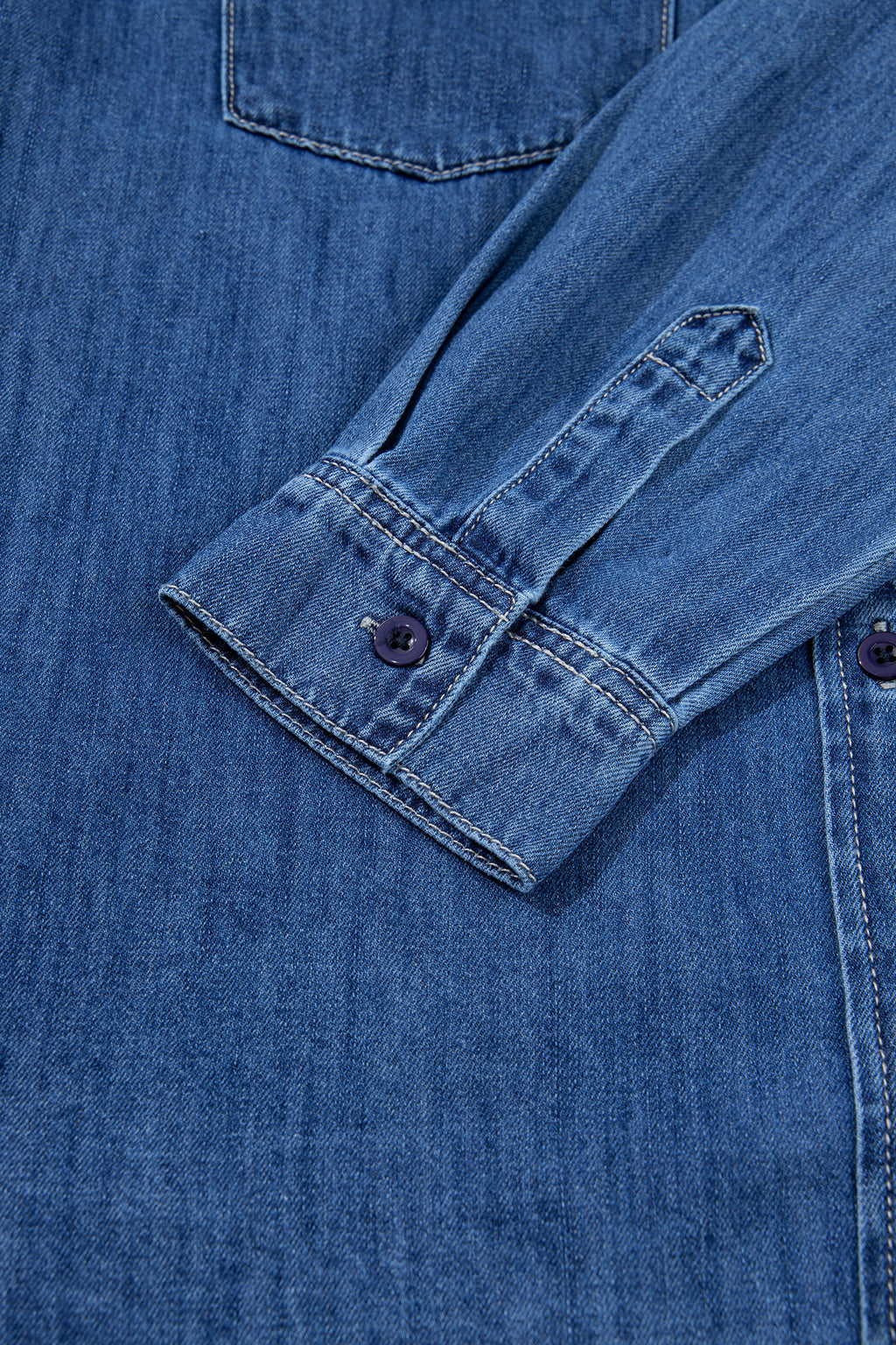 Sail blue tunic denim shirt, view 13