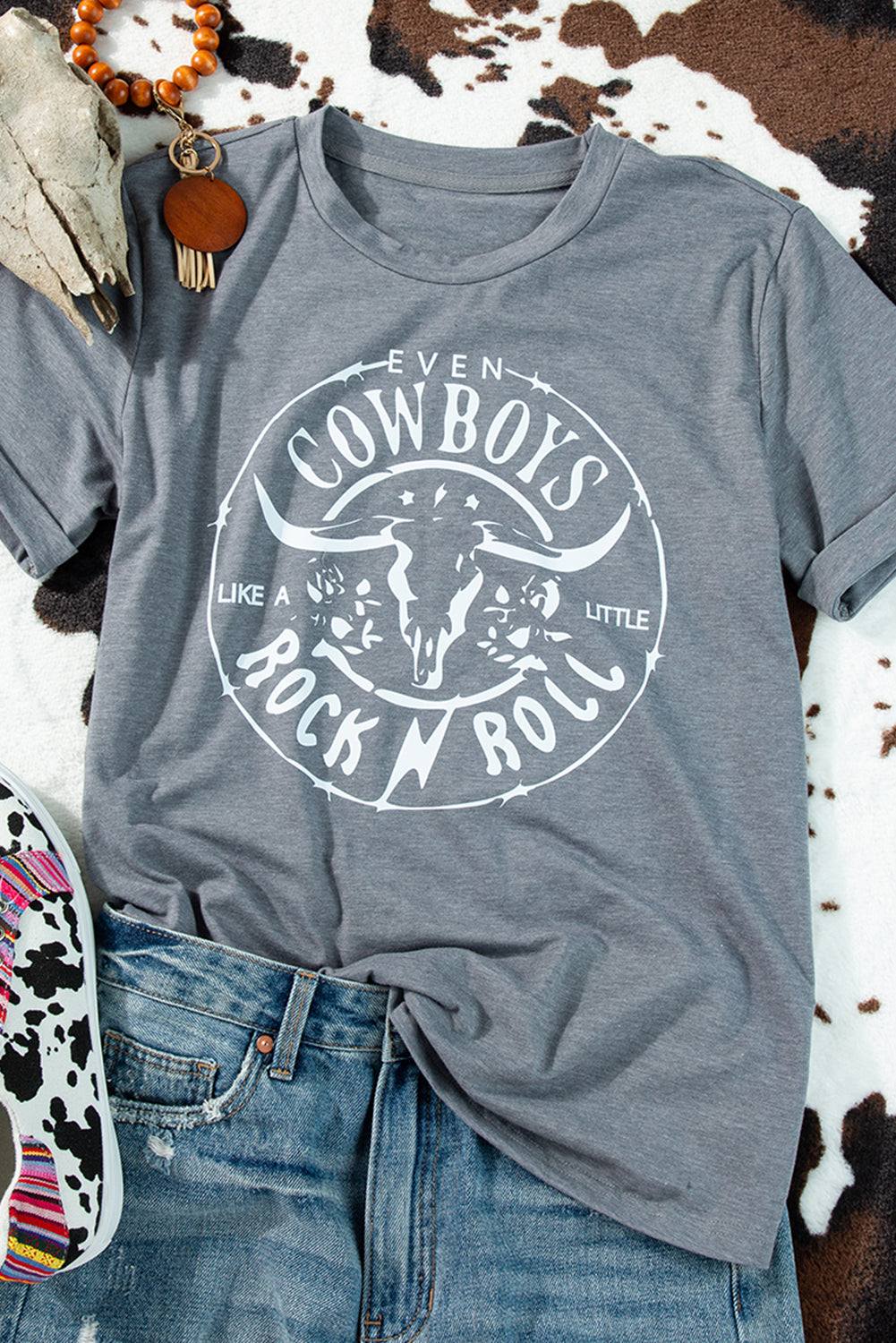 Gray steer head graphic tee, view 6
