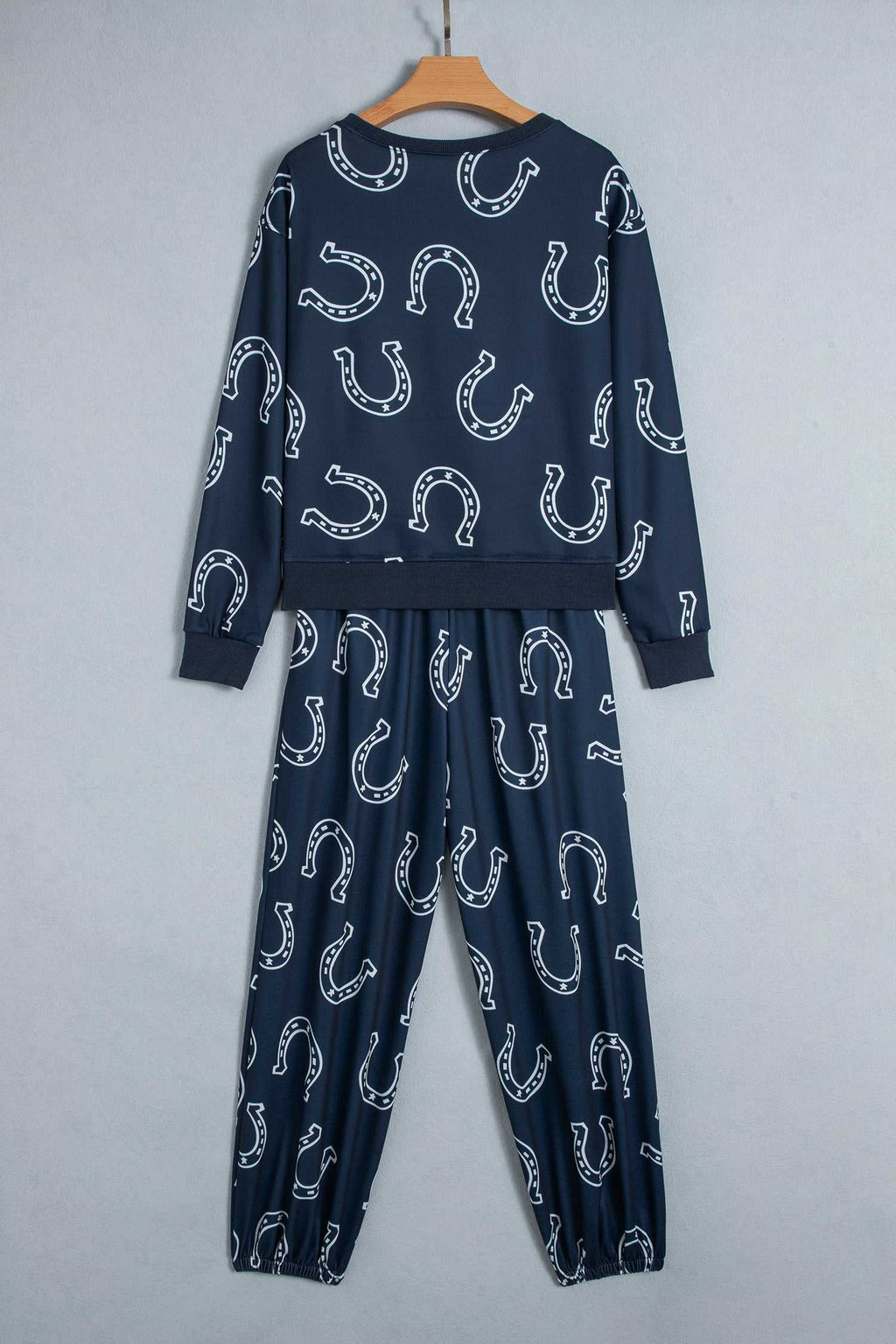 Brown western print pant set, view 18