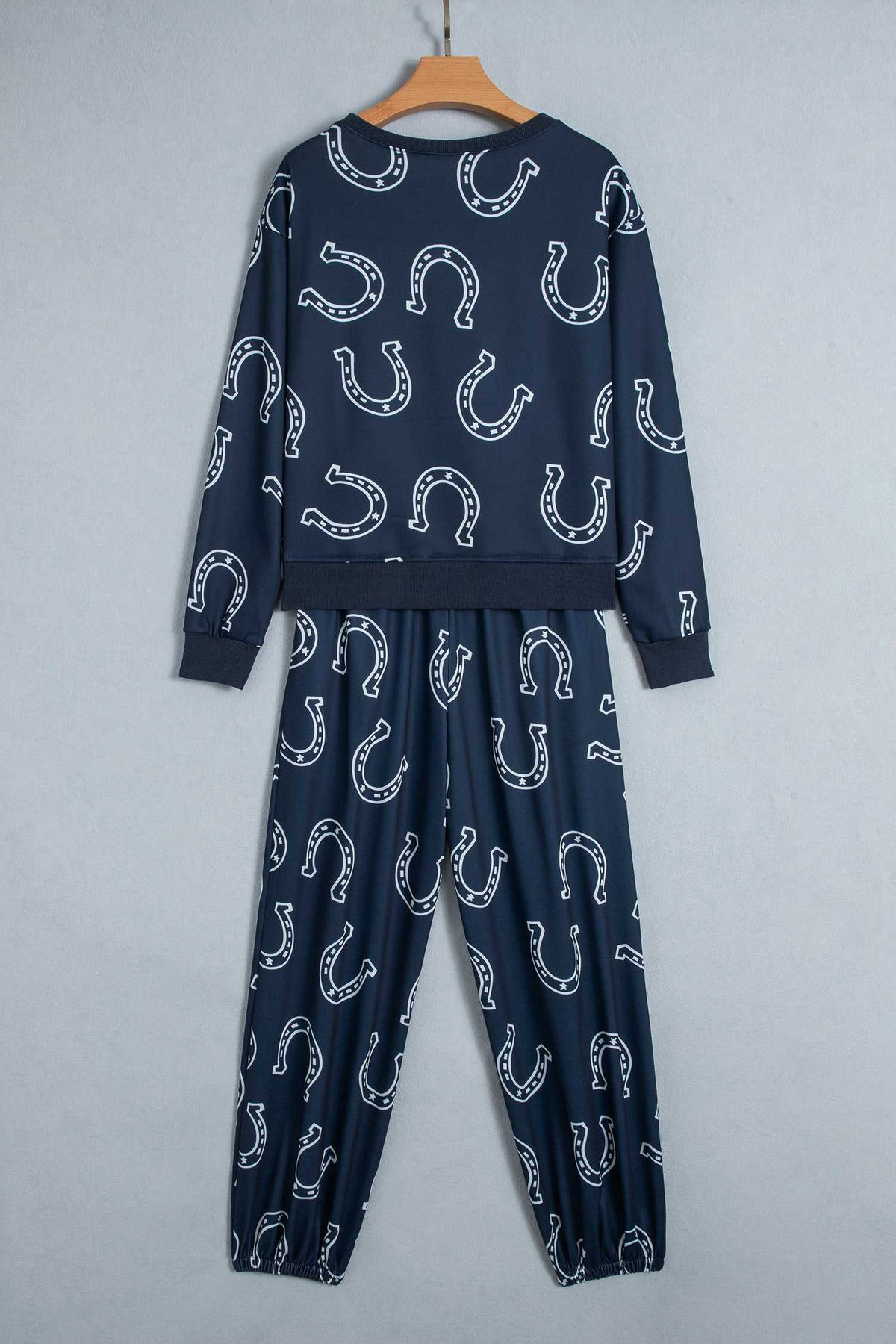 Brown western print pant set, view 18