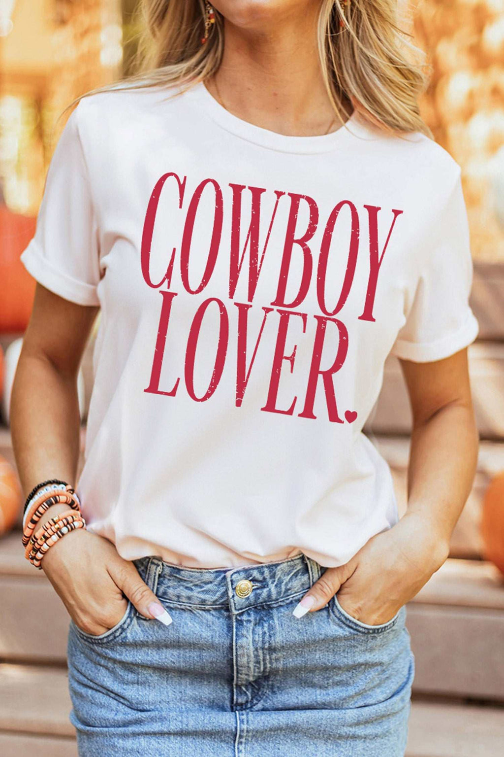 White Cowboy Lover graphic tee, view 5
