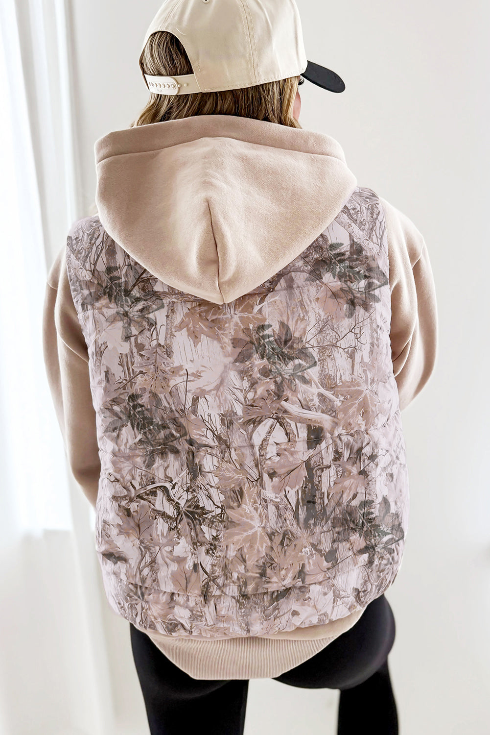 Brown Camo Leaf Print Winter Puffer Vest Dear-Lover Dropshipping