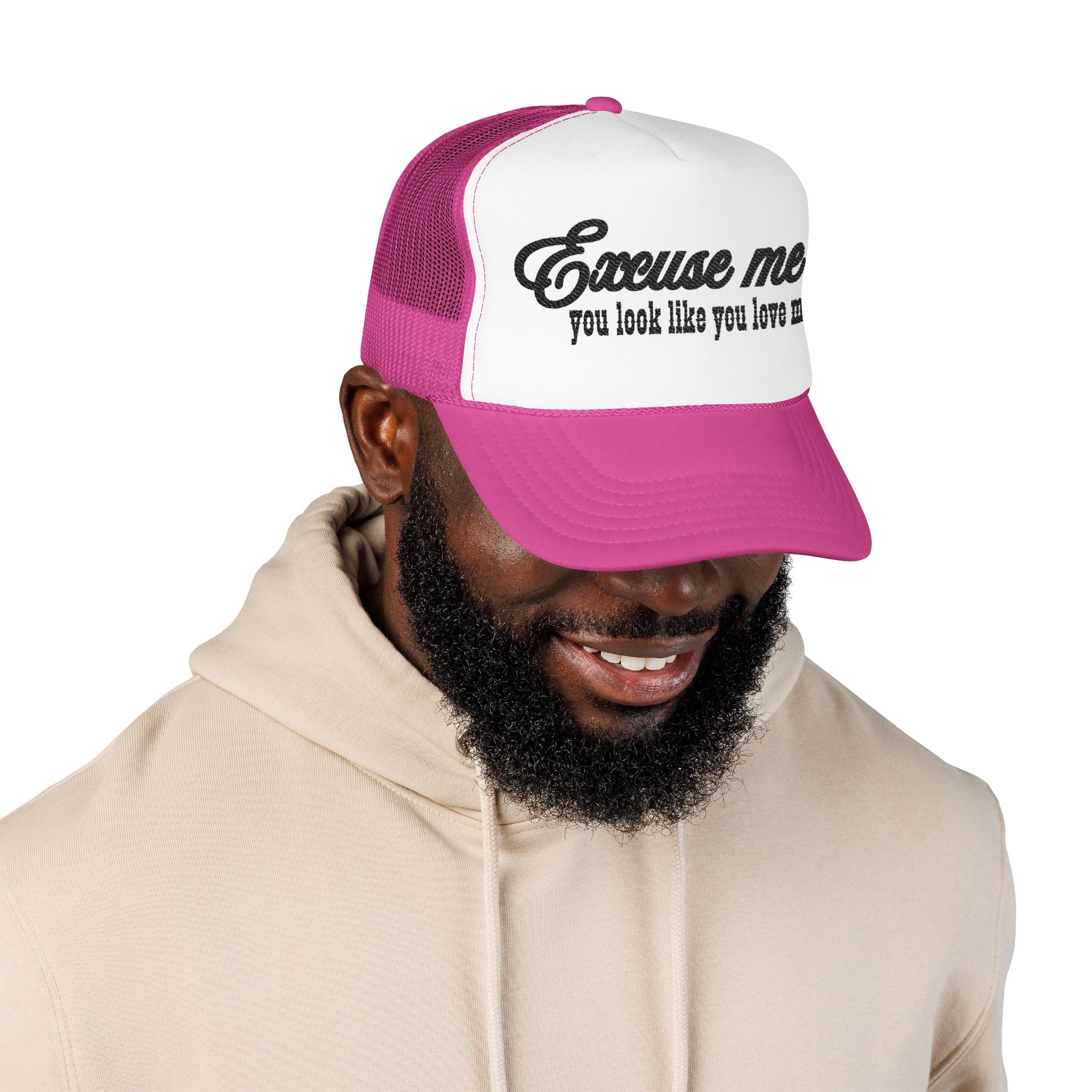 Trucker Hat "Excuse Me You Look Like You Love Me" — Vintage Script Foam Cap