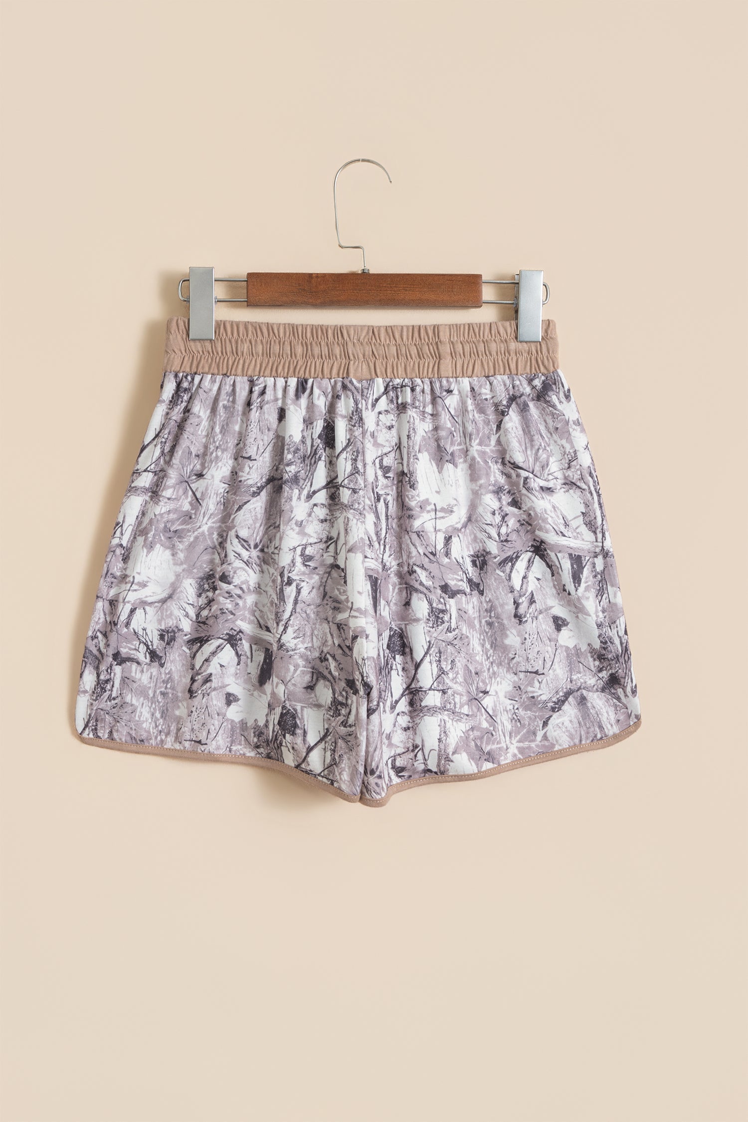 Khaki Camo Woodland Print Drawstring Active Shorts Dear-Lover Dropshipping
