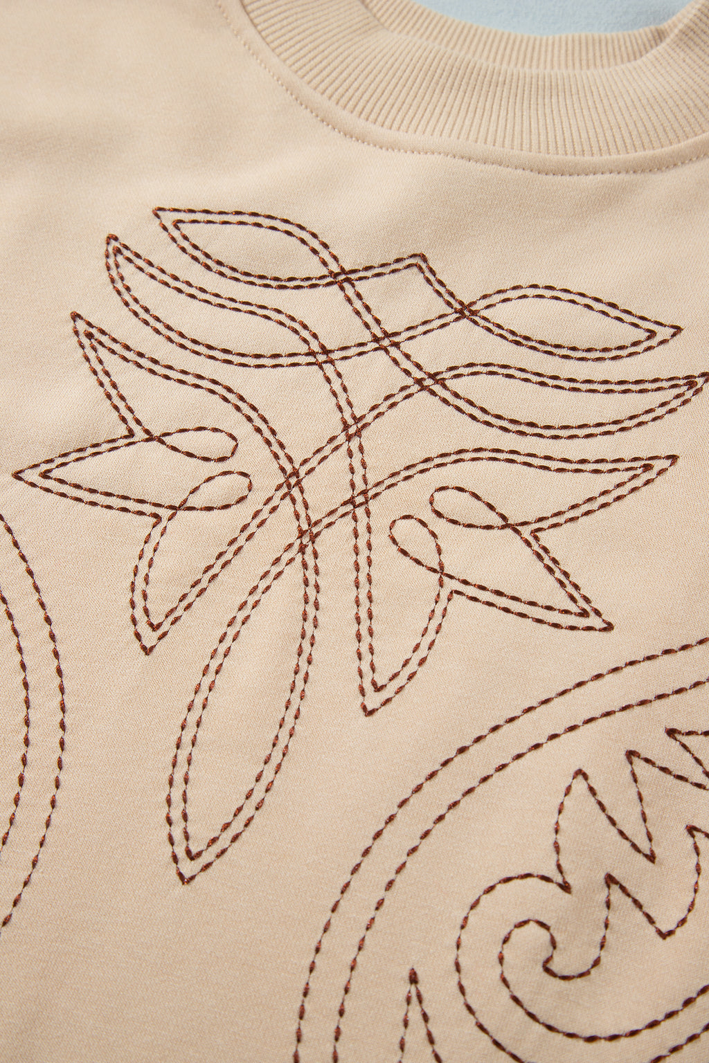 Beige western embroidered sweatshirt, view 6
