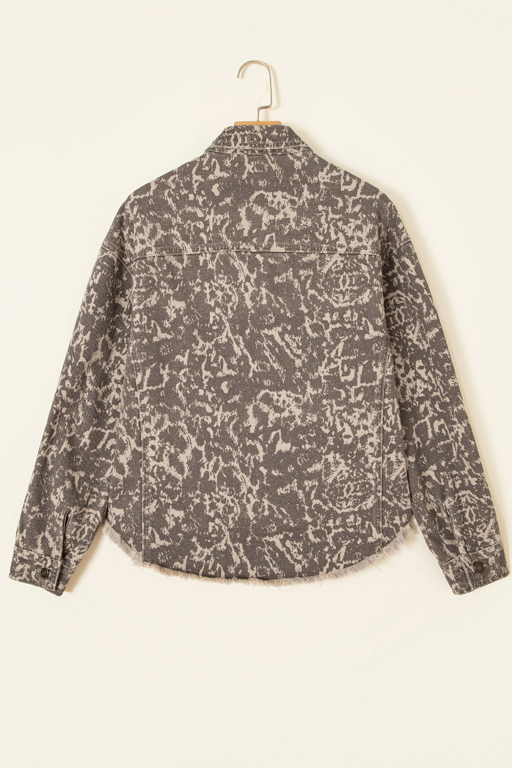Khaki Abstract Print Denim Jacket flat lay