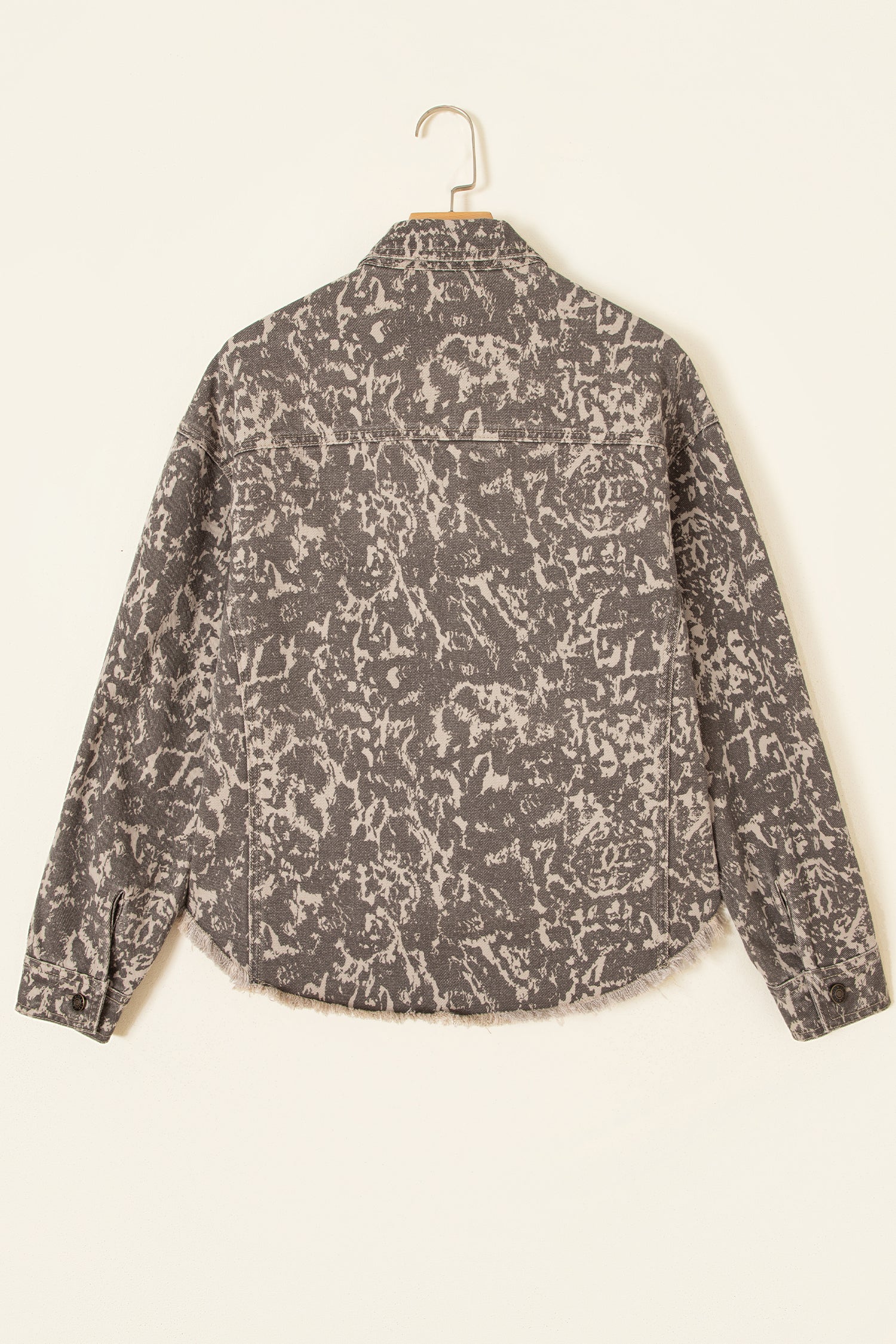 Khaki Abstract Print Denim Jacket flat lay