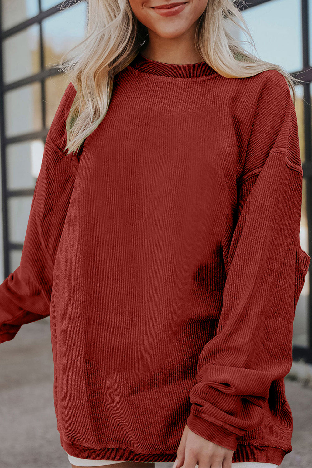 Smoke gray corduroy sweatshirt, view 36