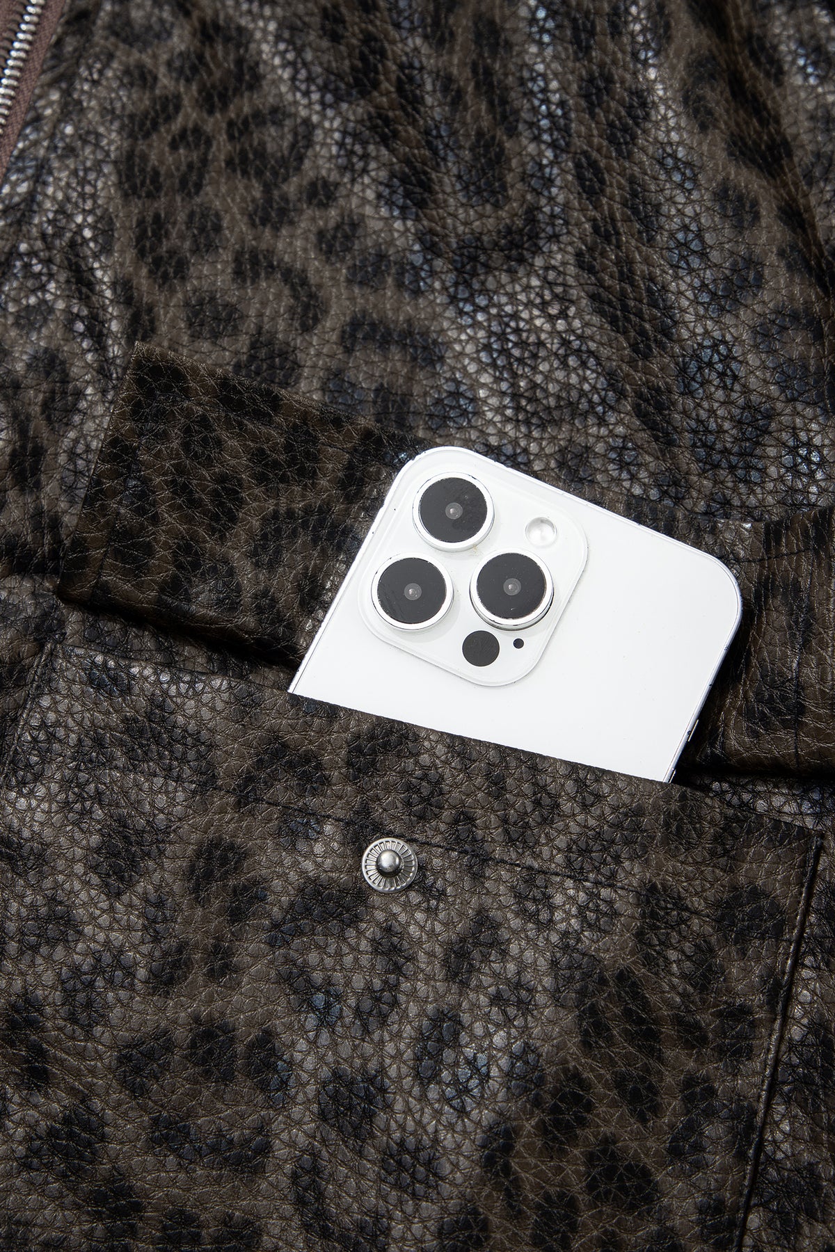 Leopard colorblock collar jacket, view 9