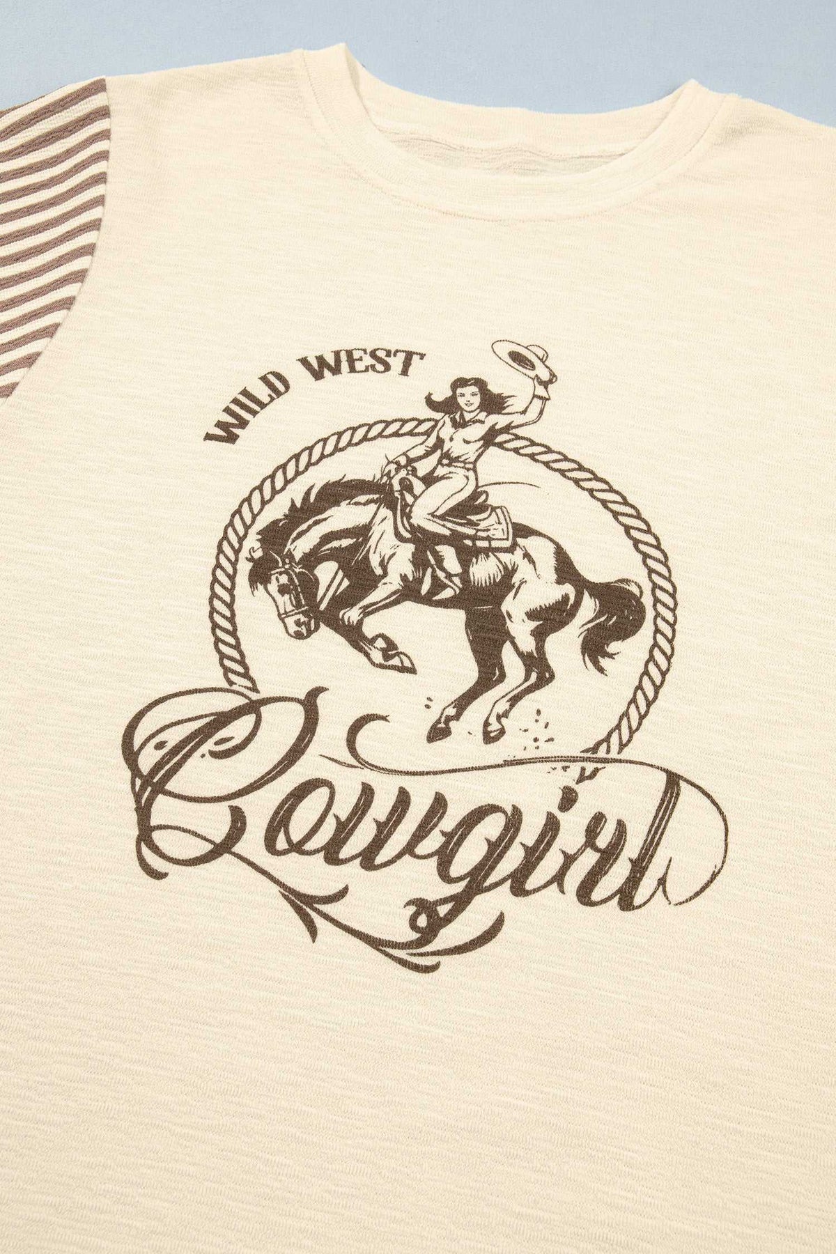 Western print striped top, view 9