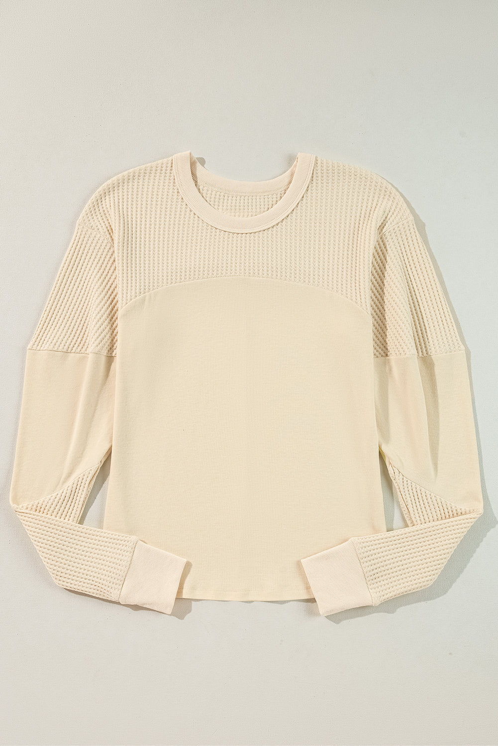 Beige Thermal Knit Long Sleeve Top