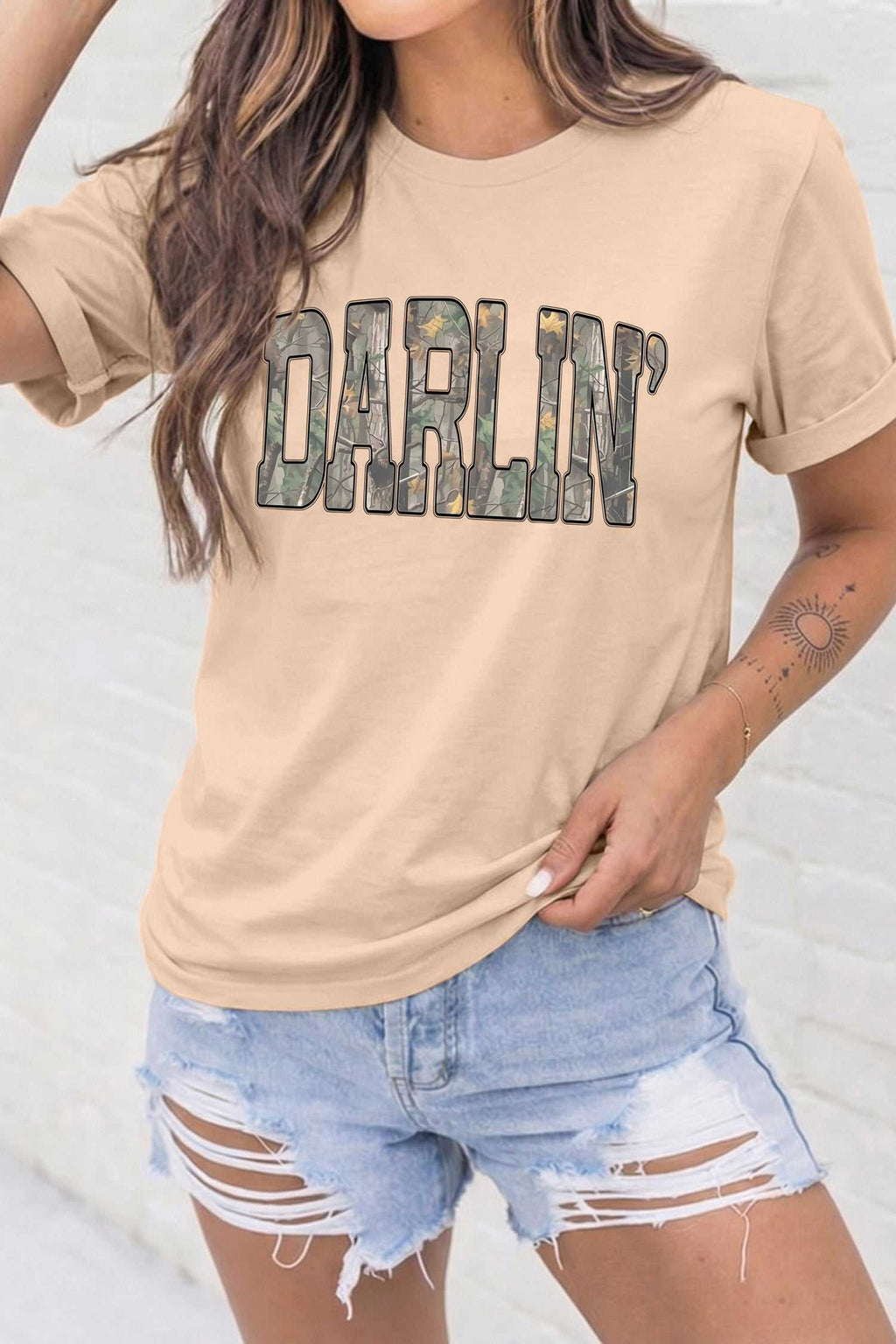 Khaki Darlin camo tee, view 3