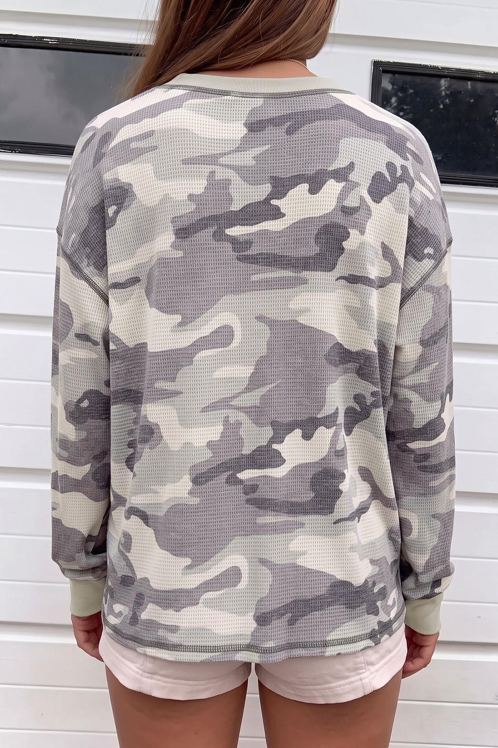 Multicolour Western Camo Textured Knit Long Sleeve Top Dear-Lover Dropshipping