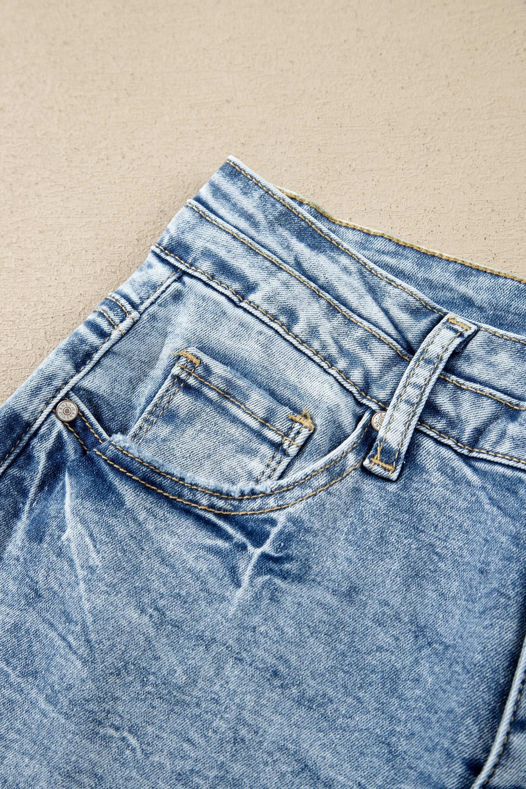 Blue acid wash flare jeans, view 10
