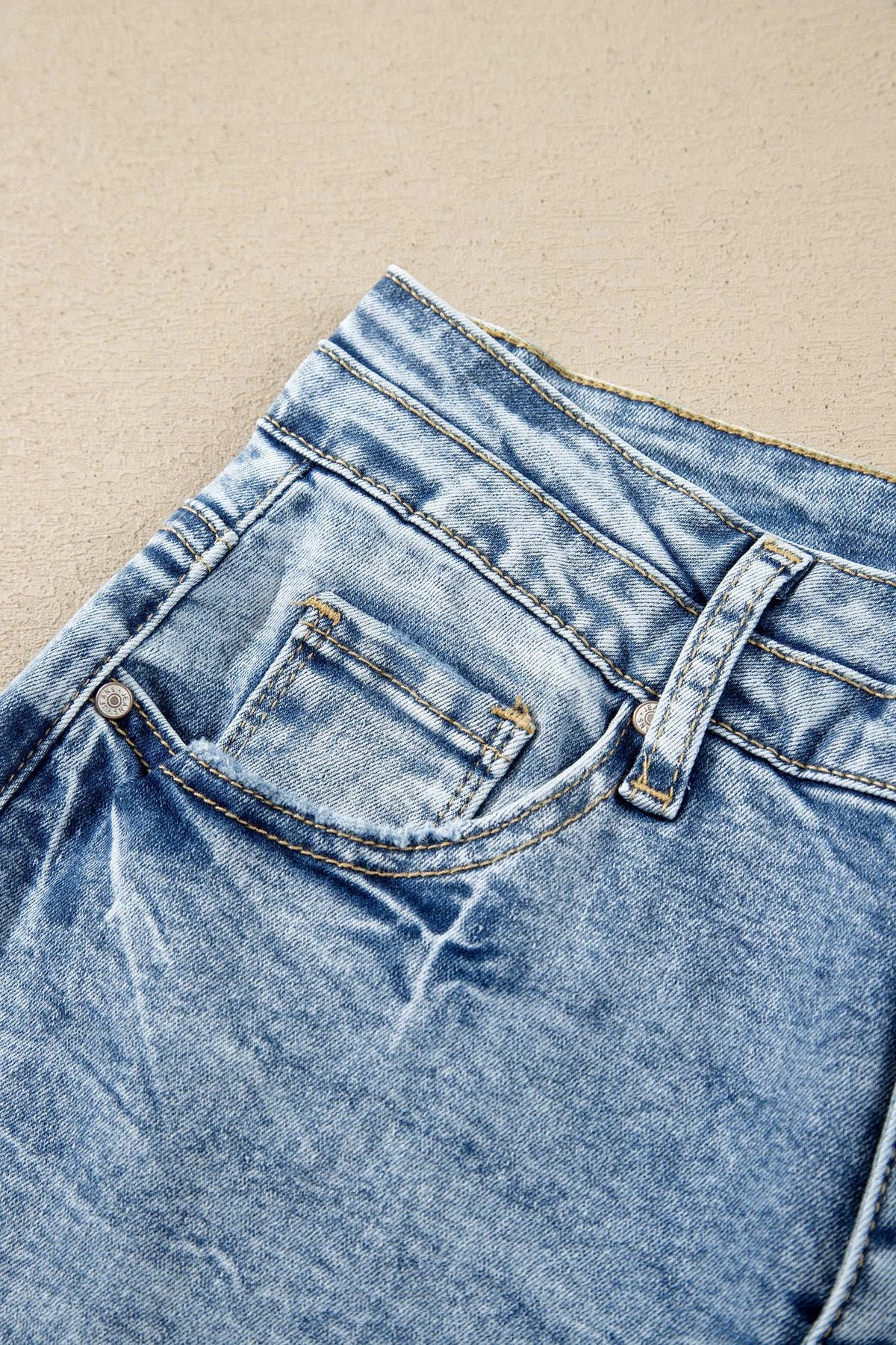 Blue acid wash flare jeans, view 10