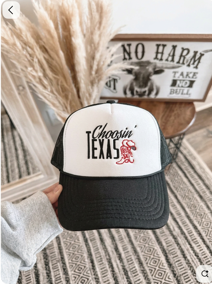 Choosin' Texas Foam Trucker Hat — Retro Western Cowboy Mesh Cap