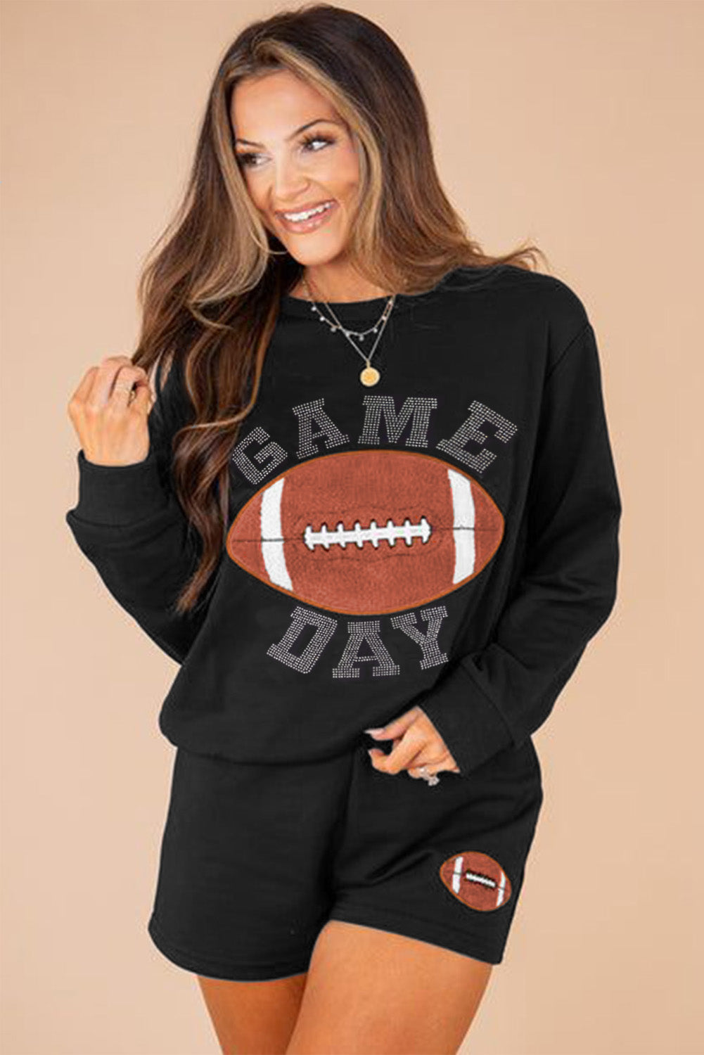 Black game day pullover set, view 4