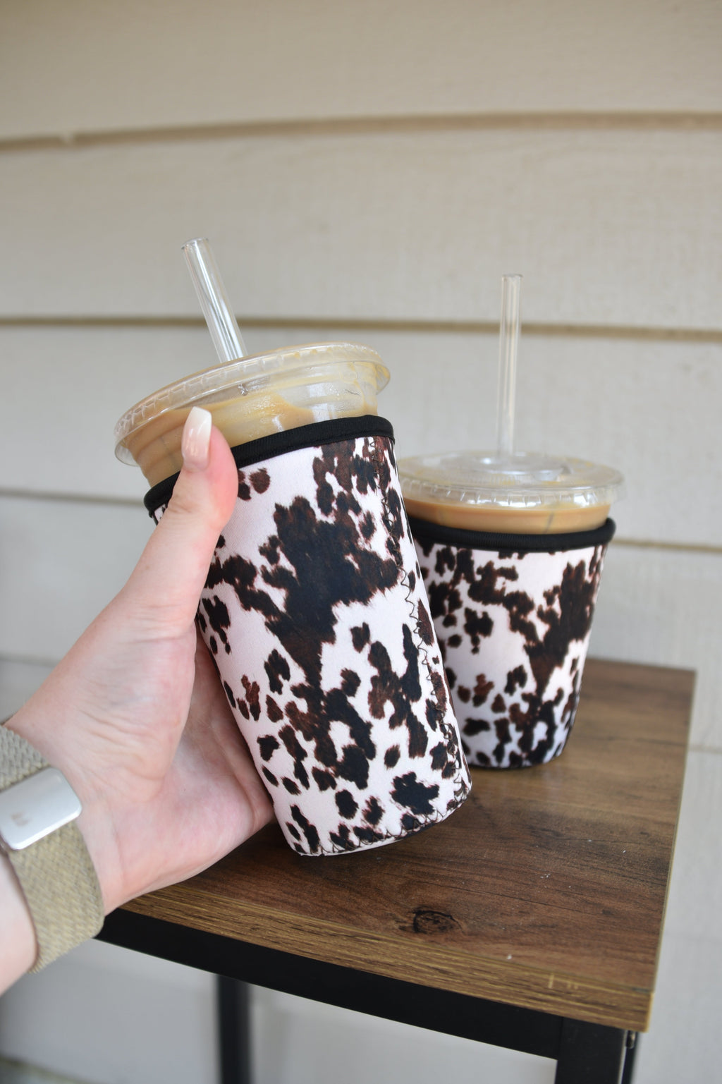 Cow Print Coffee Sleeve | Reusable Neoprene Iced Coffee Cup Cover (16–24oz) BashDesignsCo