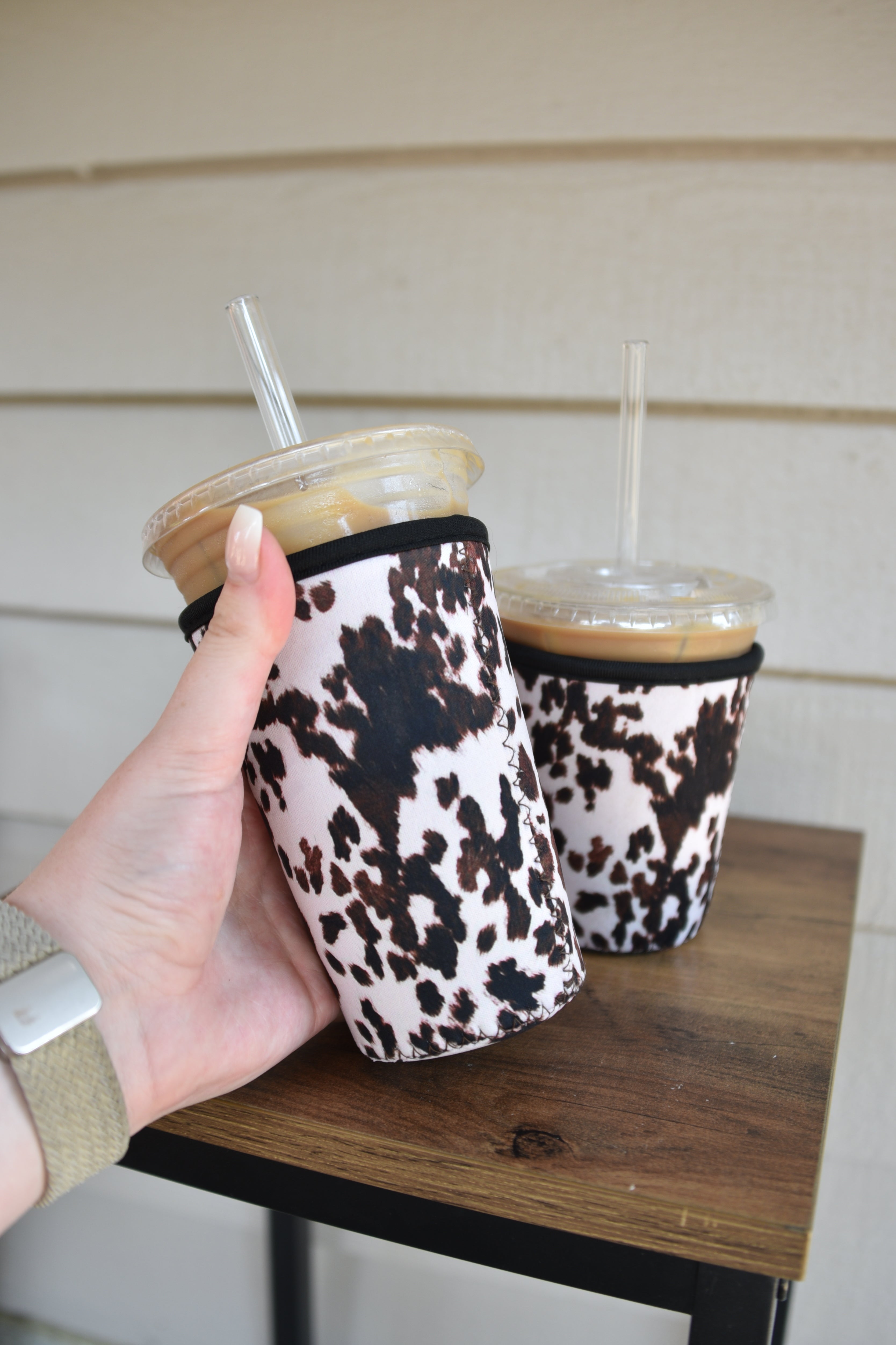 Cow Print Coffee Sleeve | Reusable Neoprene Iced Coffee Cup Cover (16–24oz) BashDesignsCo