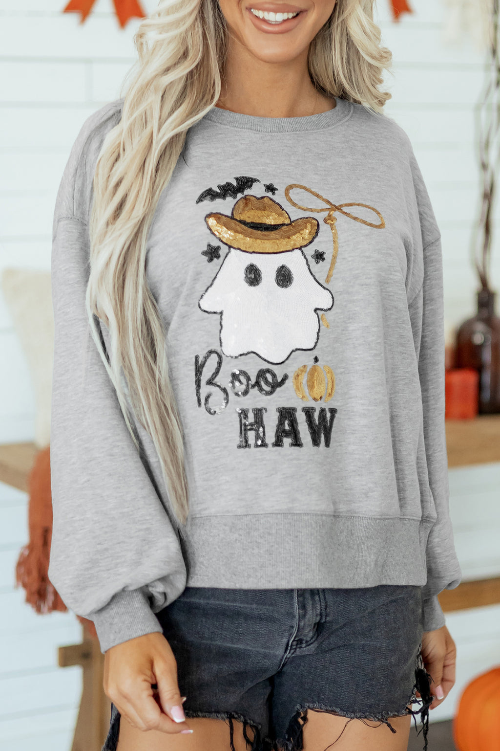 Sequin western ghost sweatshirt, view 13