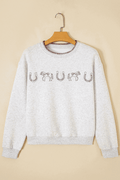 Women's light grey sweatshirt with western print and embroidery